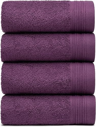 Weidemans Juego de 4 toallas de mano de alta calidad de 18 x 30 pulgadas, color ciruela (morado rojizo)  algodón puro, lavable a máquina de alta