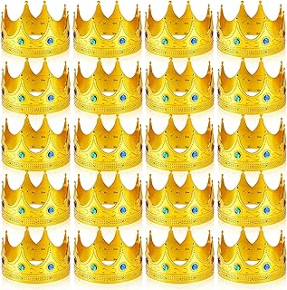 Hanaive 20 Pcs King Crowns for Men Kids Gold Royal Plastic Crown Jeweled for King Queen Prince Princess Costume Cosplay Props Party Supplies