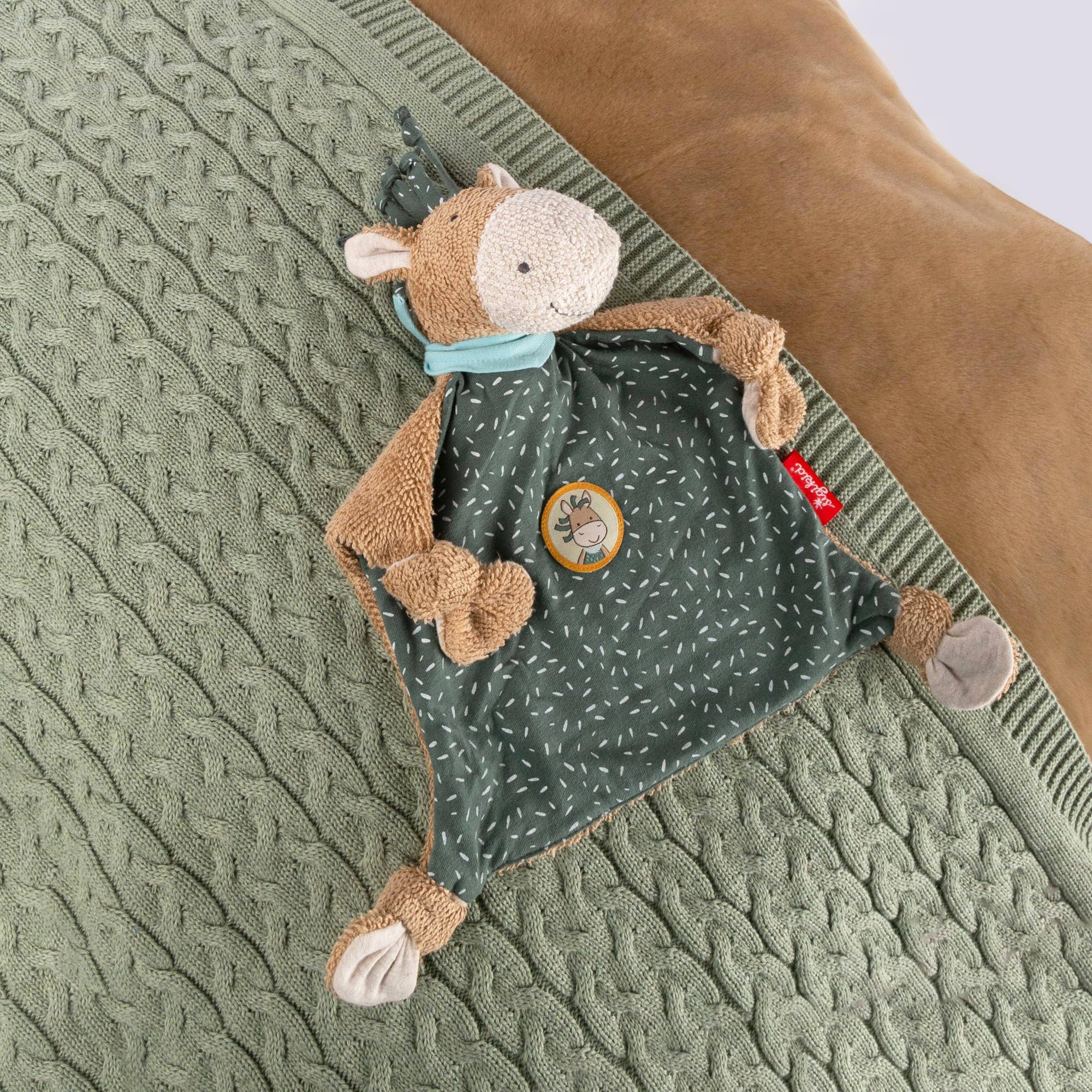 SIGIKID Schnuffeltuch Pony Wiah grün- Baby Schmusetuch - Spielzeug Stofftier Kuscheltier – Stofftuch für Neugeborene - Plüschtier zum Trösten für Babys und Kleinkinder ab Geburt geeignet