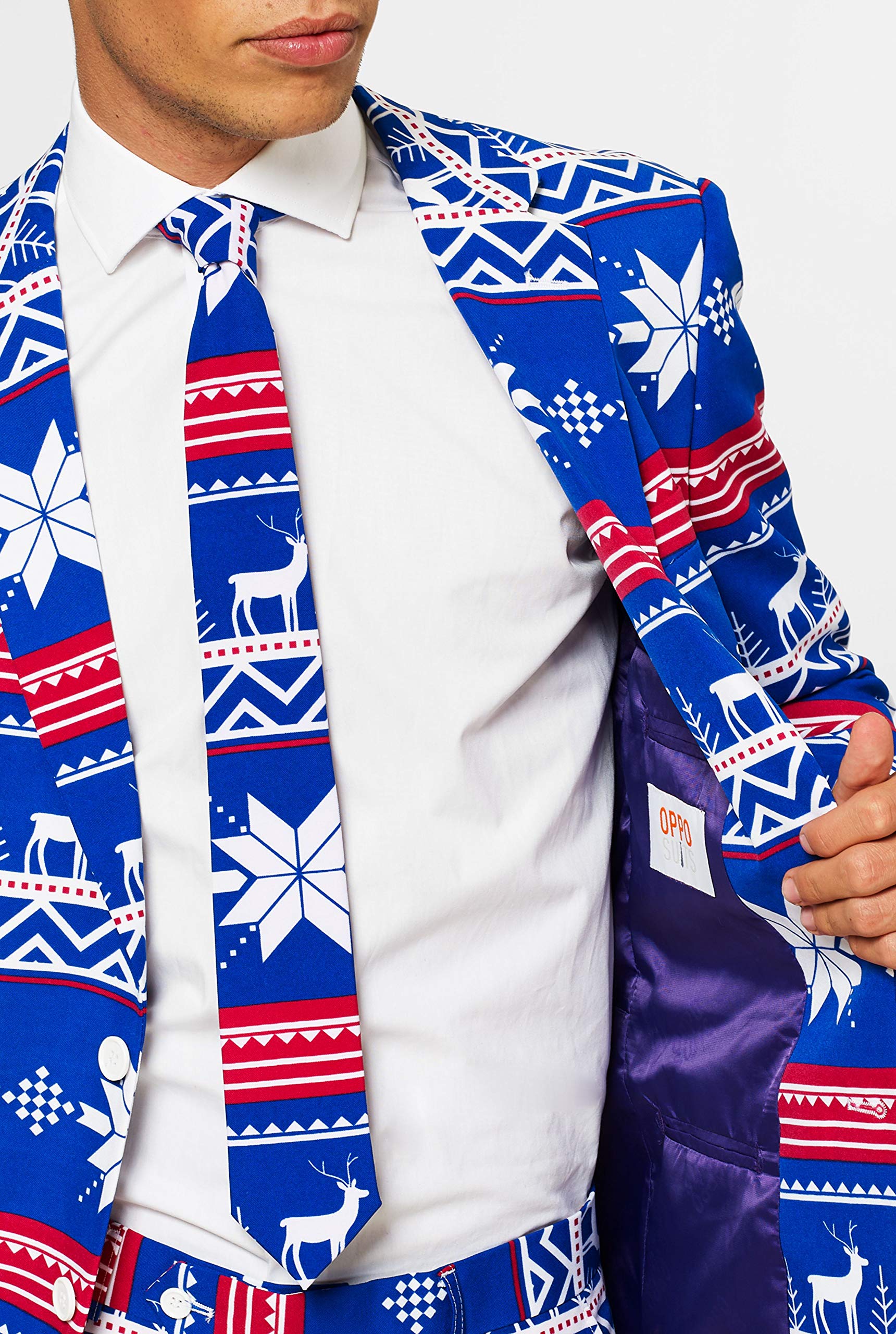 OppoSuits Fun Ugly Christmas Suits For Men – The Rudolph – Full Suit: Jacket, Pants & Tie Traje de Hombre Hombre