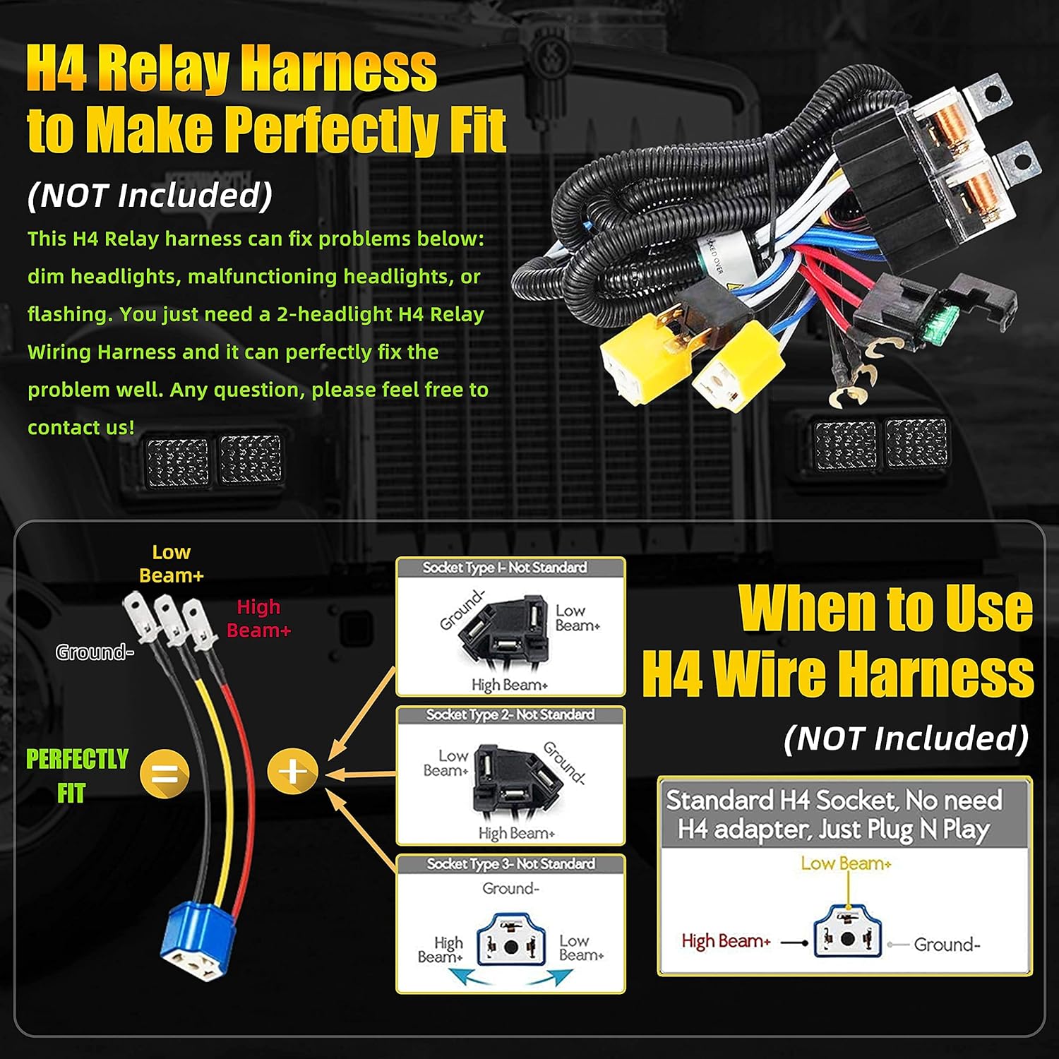 4x6 Inch LED Lights 4PCS High Low Sealed Beam Rectangular LED Lights H4651 H4652 H4656 H6545 with K 900 Oldsmobile Cutlass Truck