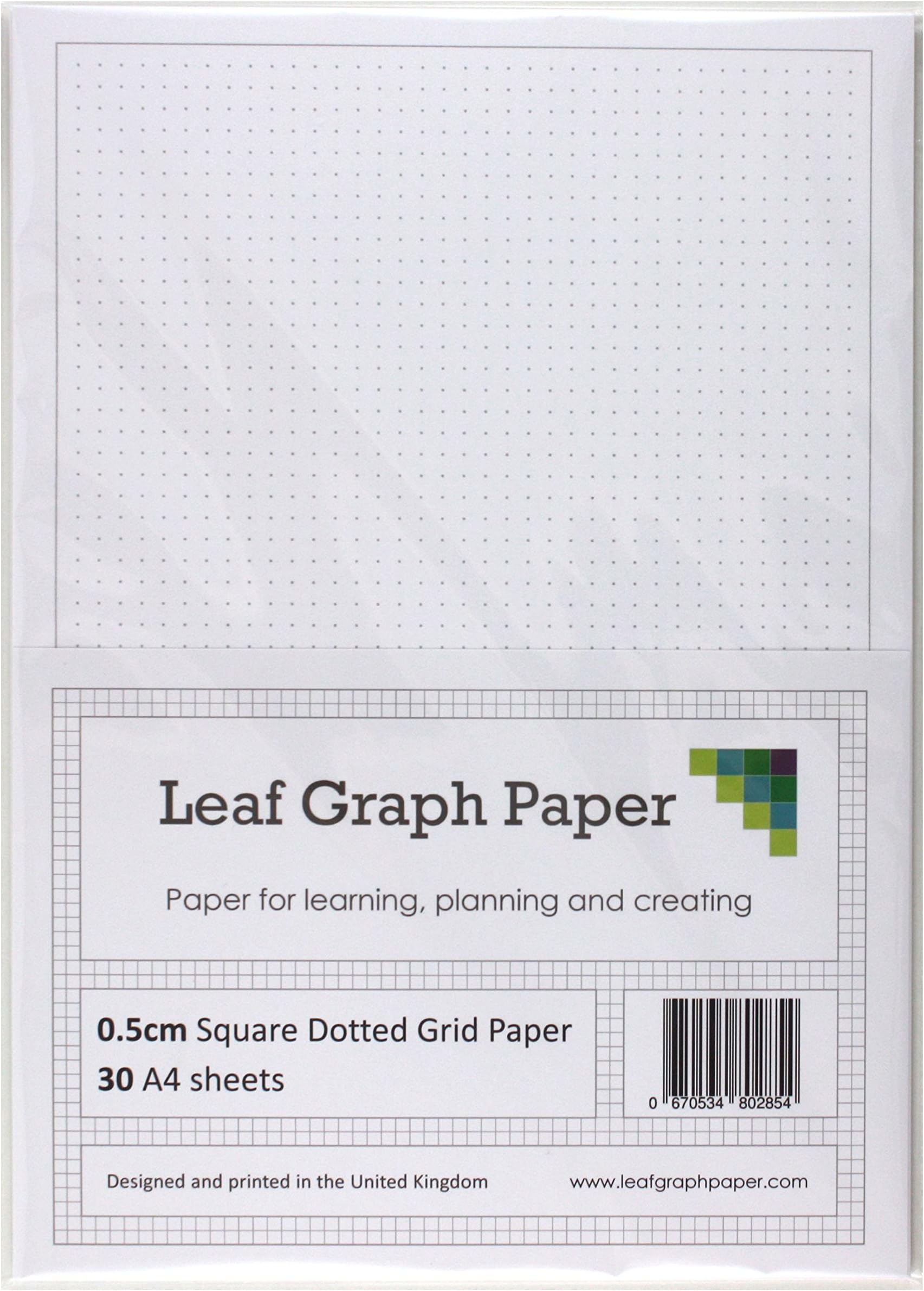 A4 Square Dotted Grid 5mm 0.5cm - 30 Loose-Leaf Sheets - Grey Dots