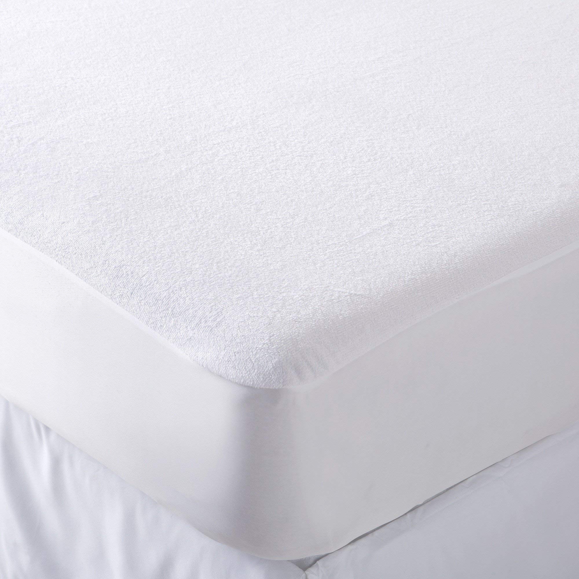 Jasmin Elinor White Hotel Quality Terry Towelling Waterproof Pair Of Pillow Protector Cover With Zip - Pillow Protector Pair Size 50X75cm