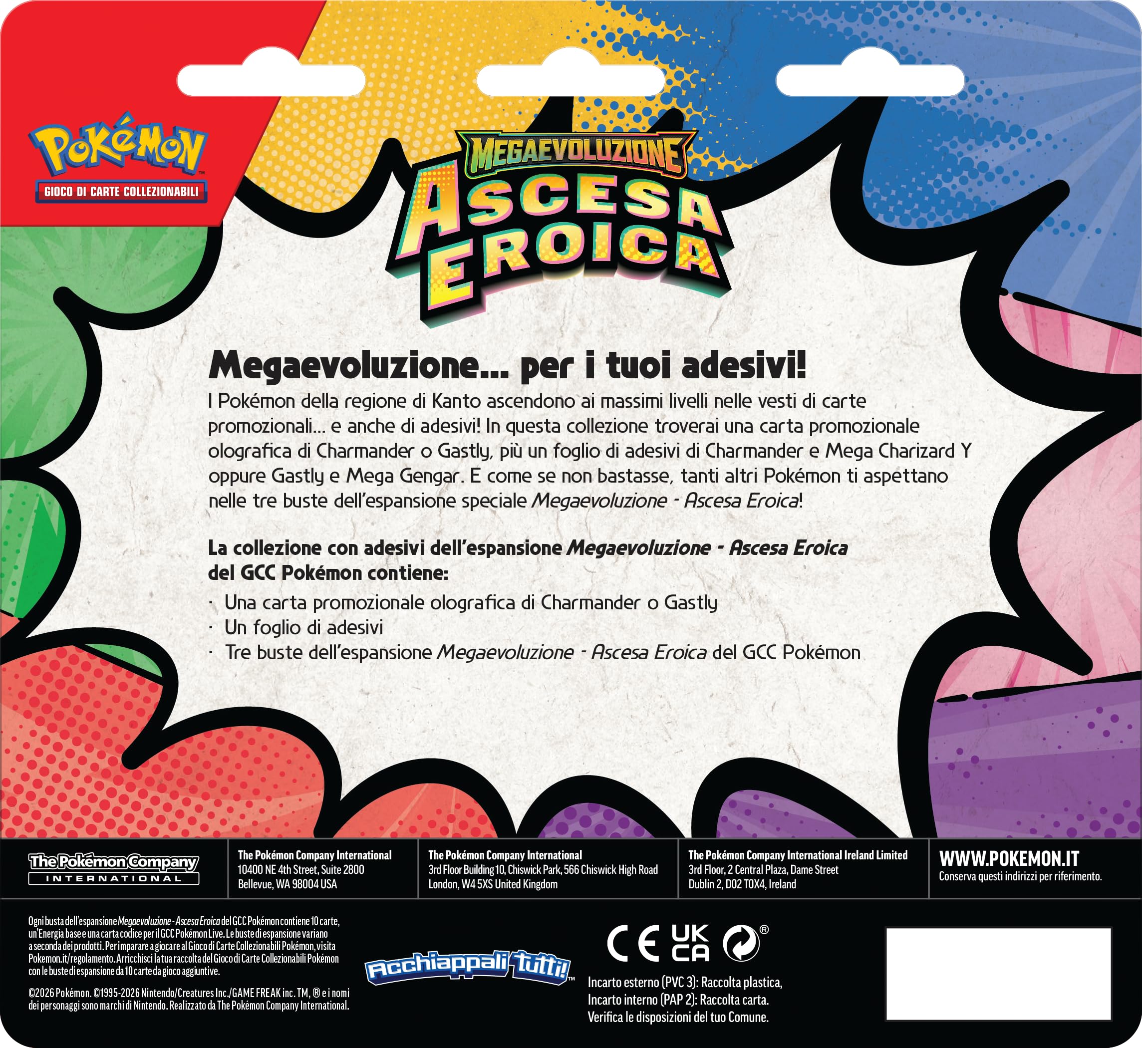 Pokémon: collezione con adesivi (Charmander) dell’espansione Scarlatto e Violetto - Ascesa Eroica del GCC Pokémon (una carta promozionale olografica e tre buste di espansione), Edizione in Italiano