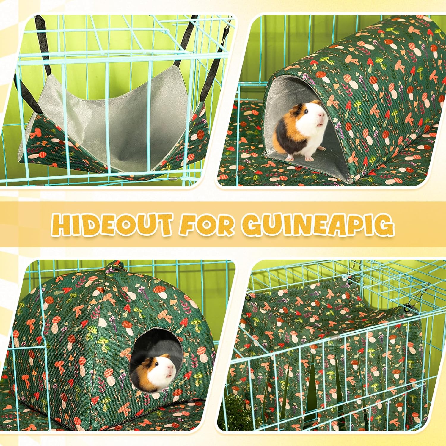 Geelin 8 in 1 Ferret Hammock Set Ferrets Cage Accessories Rat Chinchilla Guinea Pig Hideout Washable Soft Hamster Toys Hanging Tunnels Mats Curtains for Christmas Small Animals Pet Bunny Gifts 4 919jkqhzMJL. AC SL1500