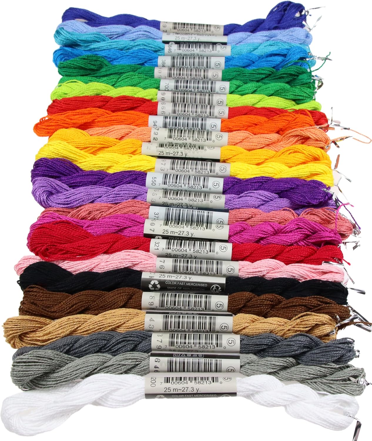 KCS 648 Yards (600 Meters) Mercerized Pearl Cotton Crochet Needlepoint Thread,Size 5, 24 skeins,Mixed Color 3