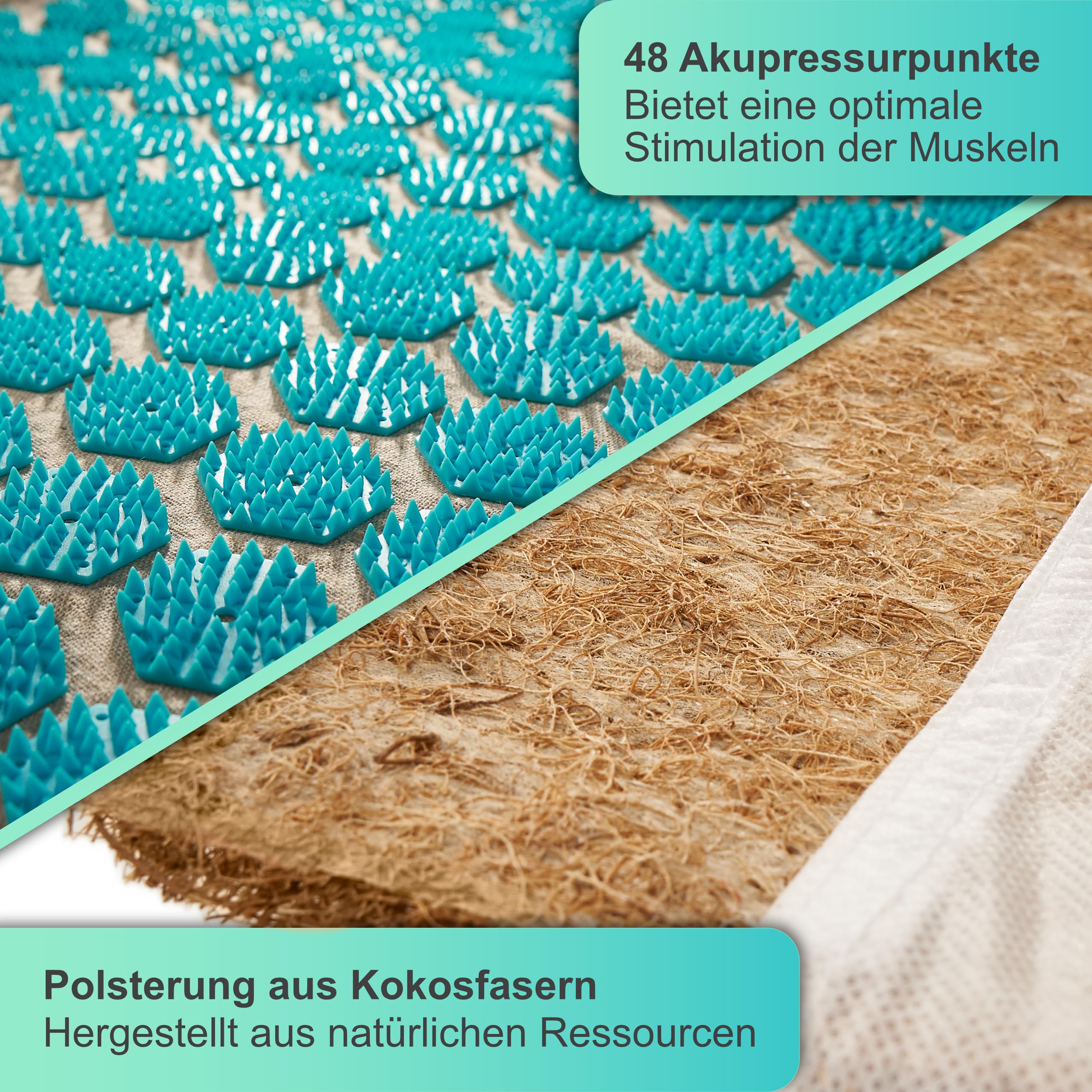 Akupressurmatte + Digitales Hörbuch (33 Minuten) als Geschenk für Entspannung, Stressabbau, Wellness Schnelle Hilfe bei Rückenschmerzen,Verspannungen,Blockaden