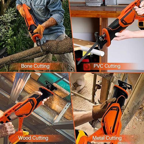 Miniatura 7 de Sierra recíproca inalámbrica compatible con batería DEWALT 20V LI-ION. Sierra eléctrica Recíproca con motor sin escobillas y 4 cuchillas, cuchillas