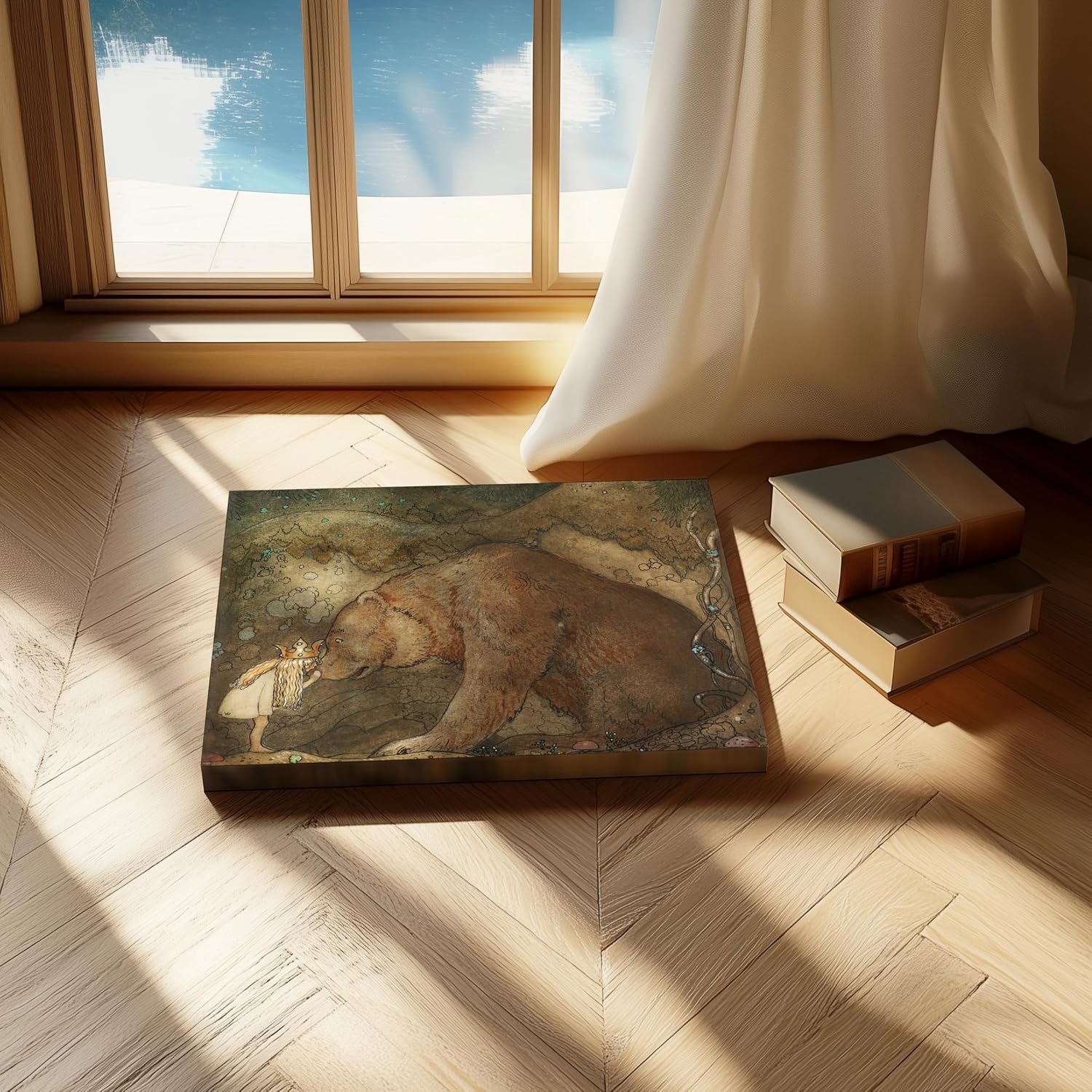 Poster Master Poor Little Bear Canvas - A Kiss on the Nose Print - Story Book Art - Gift for Boys, Girls & Parents - Princess Art - Decor for Bedroom or Kid's Room - 8x10 STRETCHED Canvas