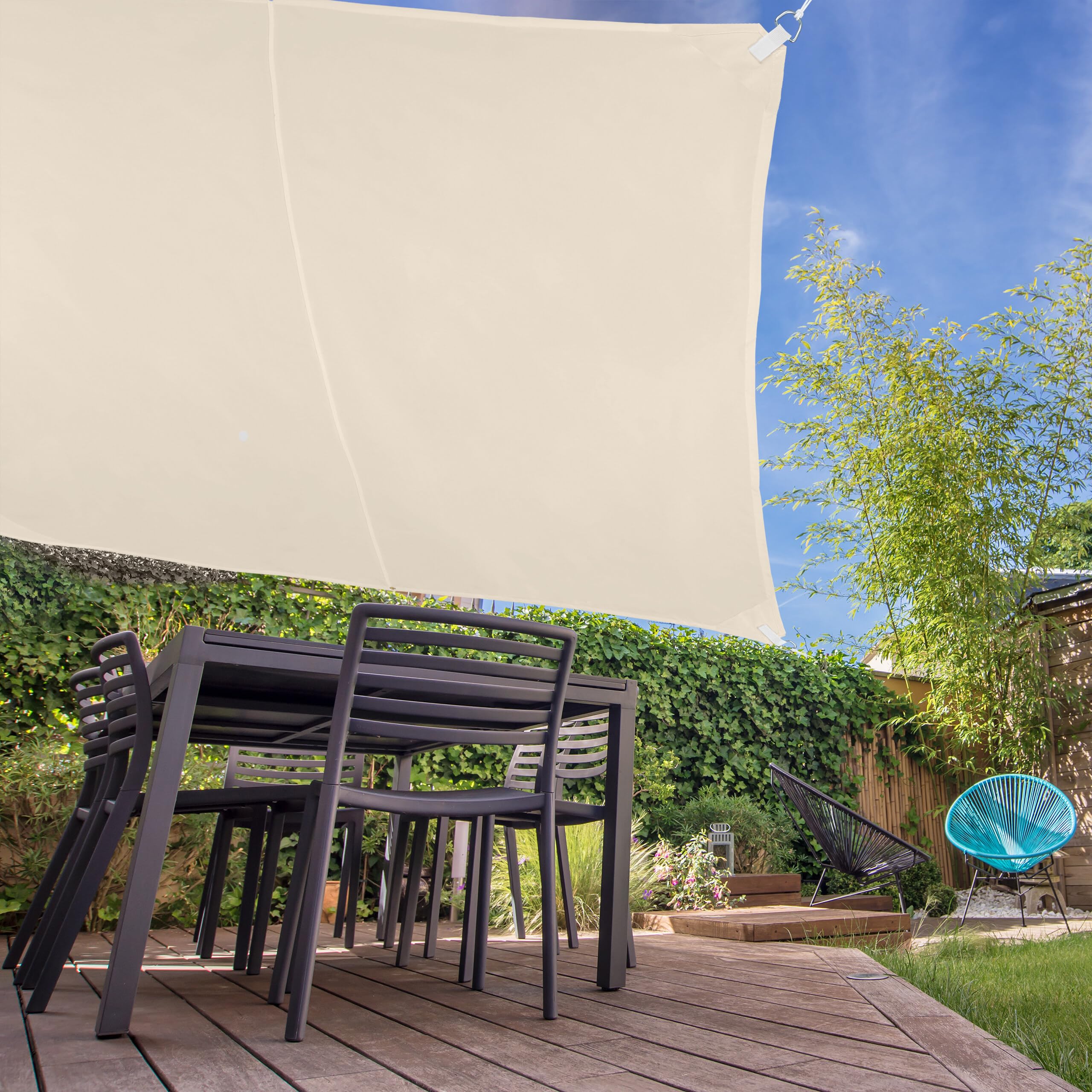 relaxdays Tenda a Vela Quadrata, Impermeabile, Anti UV, Corde di Supporto, da Terrazza e Giardino, LxP: 5x5 m, Beige, 5 x 5 m