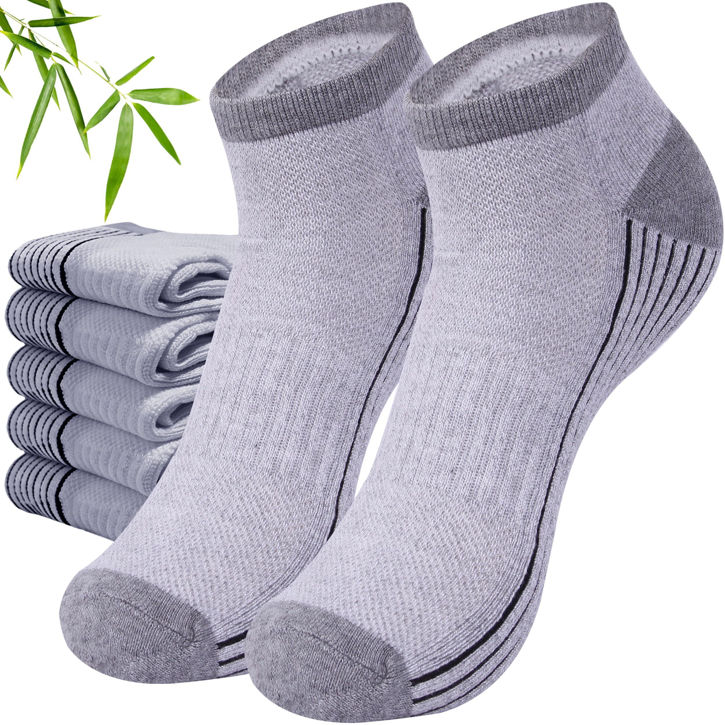 6 Pairs Viscose Bamboo Socks, Unisex Cushioned Comfortable Ankle Workout Hiking Golf Socks