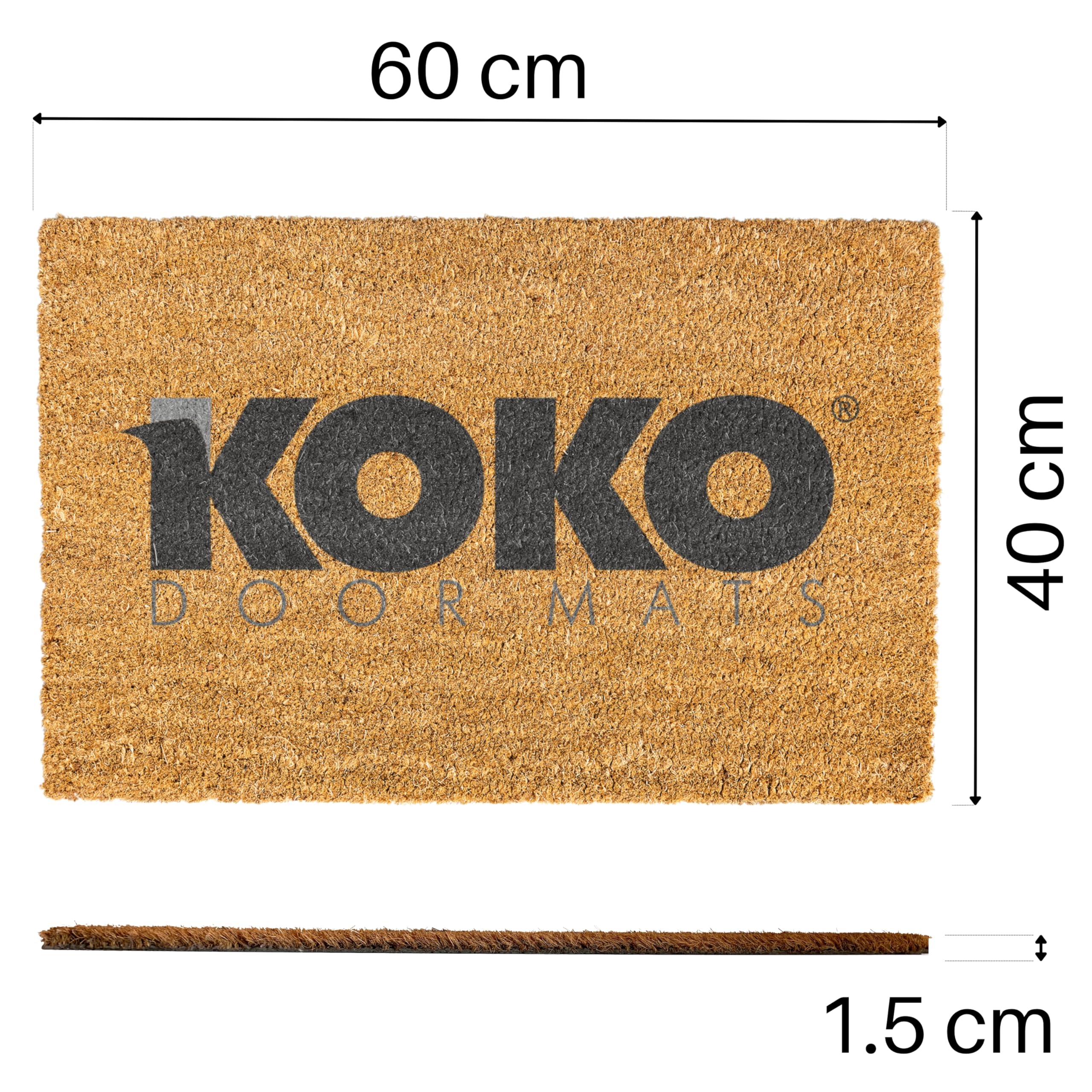 Koko Doormats Natural Coir Door Mat “Welcome but not too Long”, 40 x 60 cm (Rectangular) - Image 3