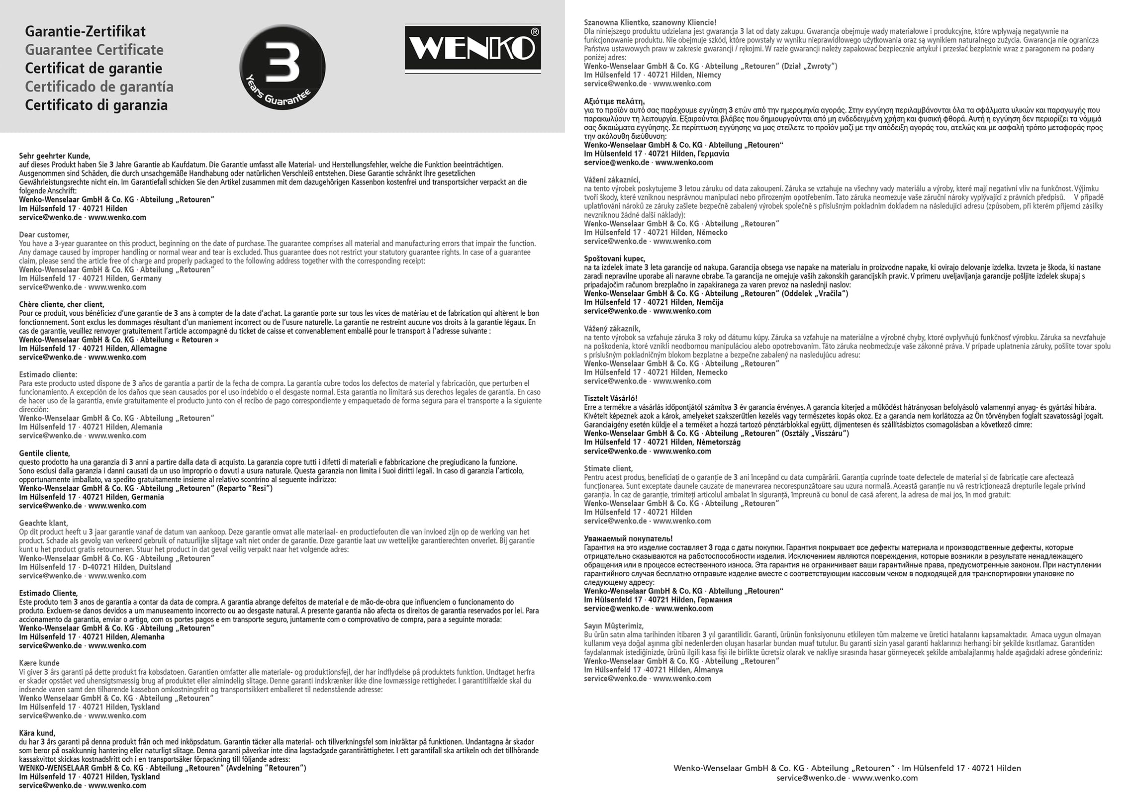 WENKO Duschsystem Mod. Young Line - Regenduschkopf und Handbrause mit 3 Funktionen - Edelstahl - Gold
