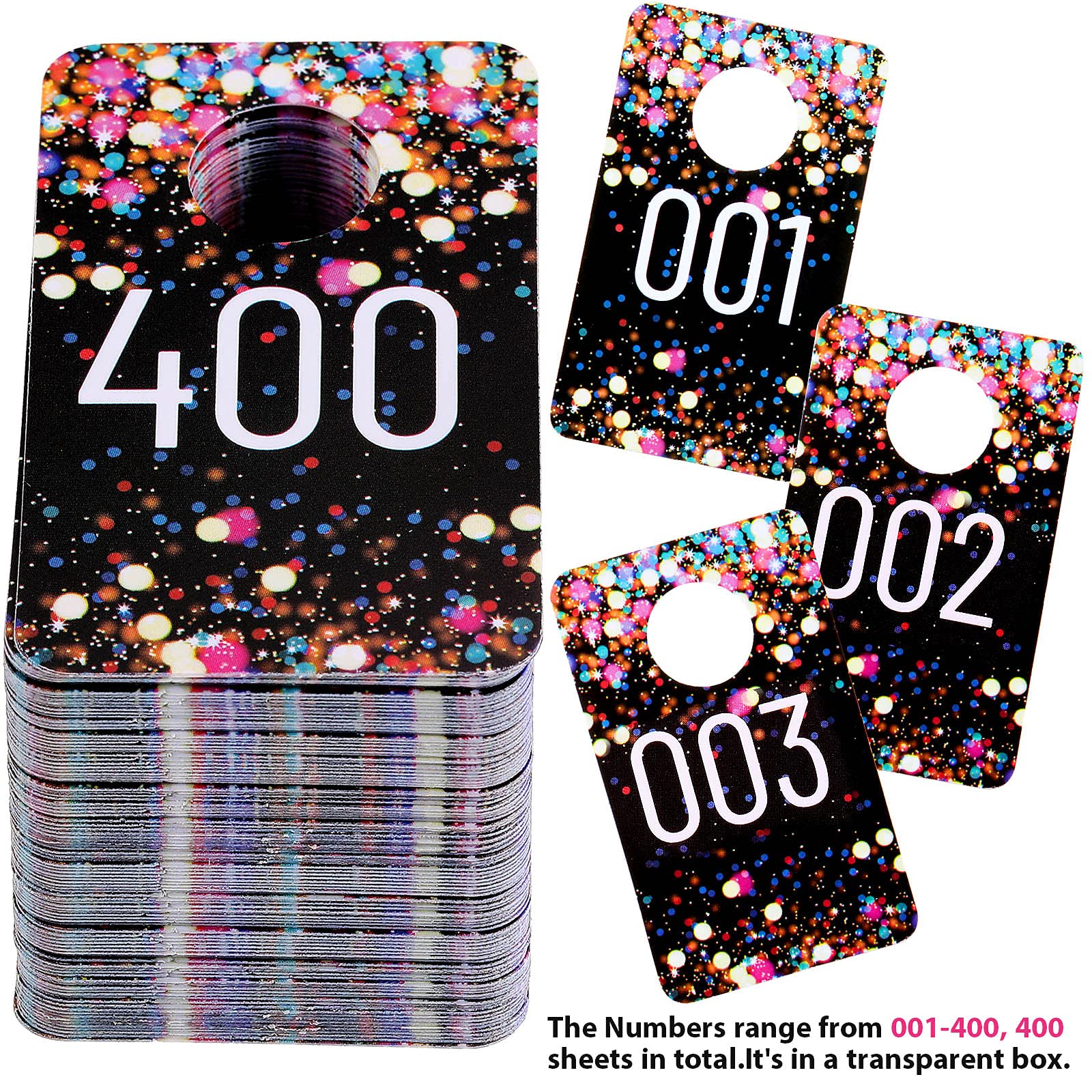 Jetec Lot de 400 étiquettes numérotées consécutives en plastique - Réutilisables - Normales et inversées - Pour accrocher des cartes à vêtements - Multicolore