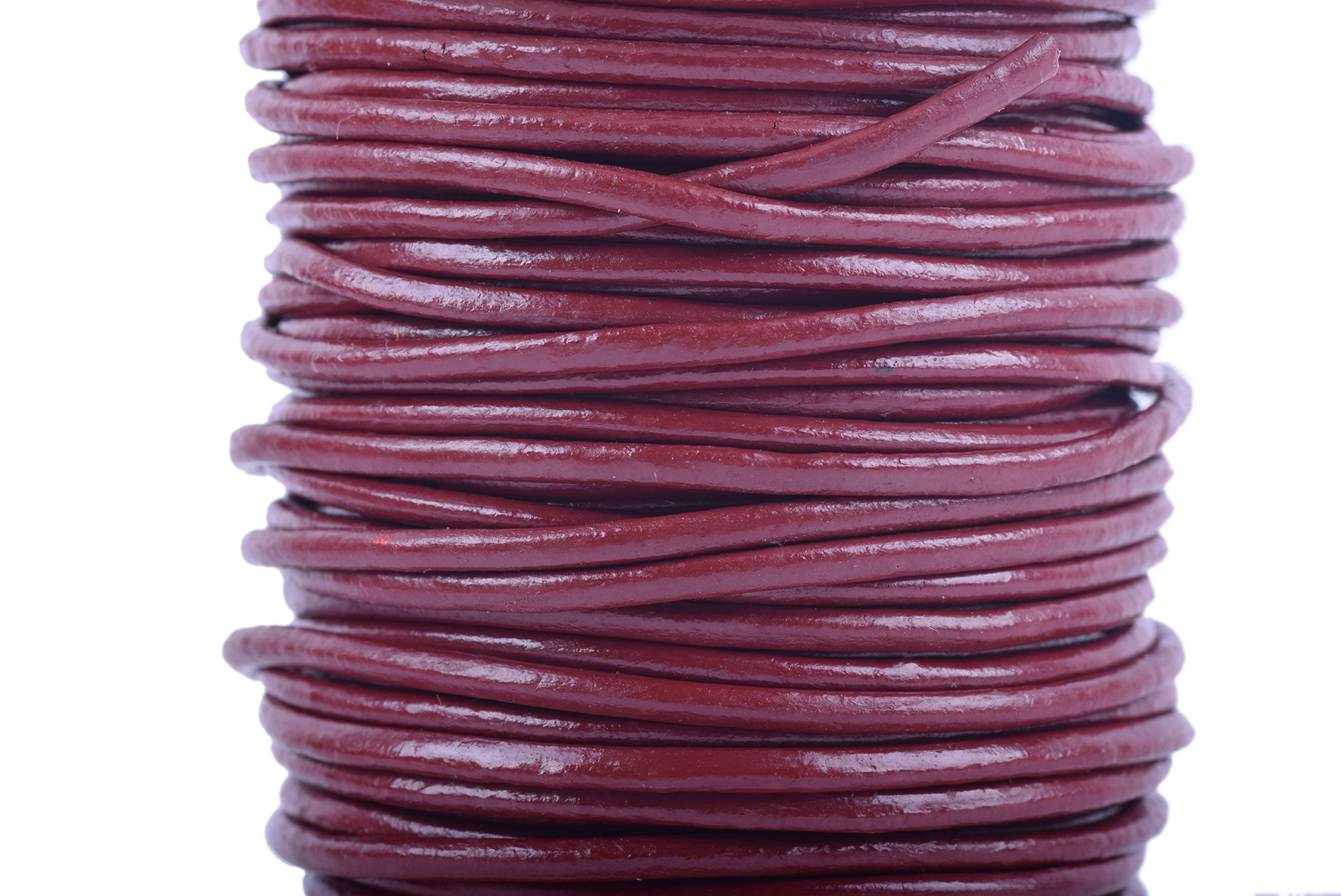 Konmay Wine 1 Roll 22.75 Meters 1.5Mm Round Real Leather Cord For Jewellery Making And Crafting