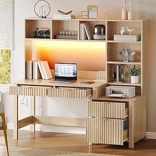 YITAHOME Computer Desk with Hutch and Drawers, 55