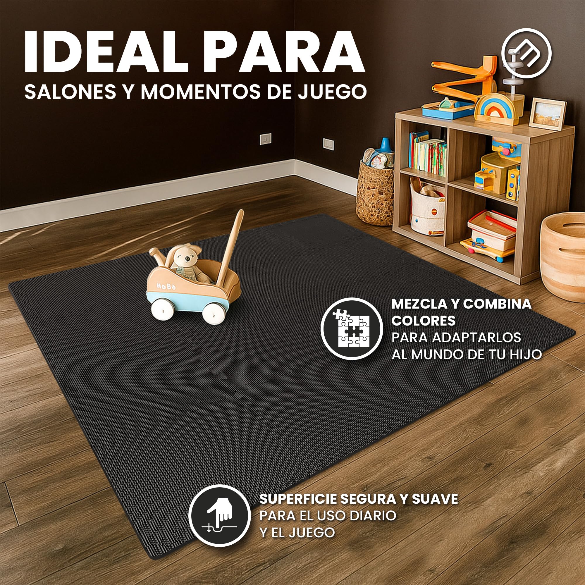 Esterilla Fitness Puzzle para Suelos de Gimnasio | Set de Protección Goma Espuma Losas Caucho para Máquinas de Deporte, Alfombrilla Protector Expandible Tatami Tapiz Alfombra Colchonetas Pesas Gym