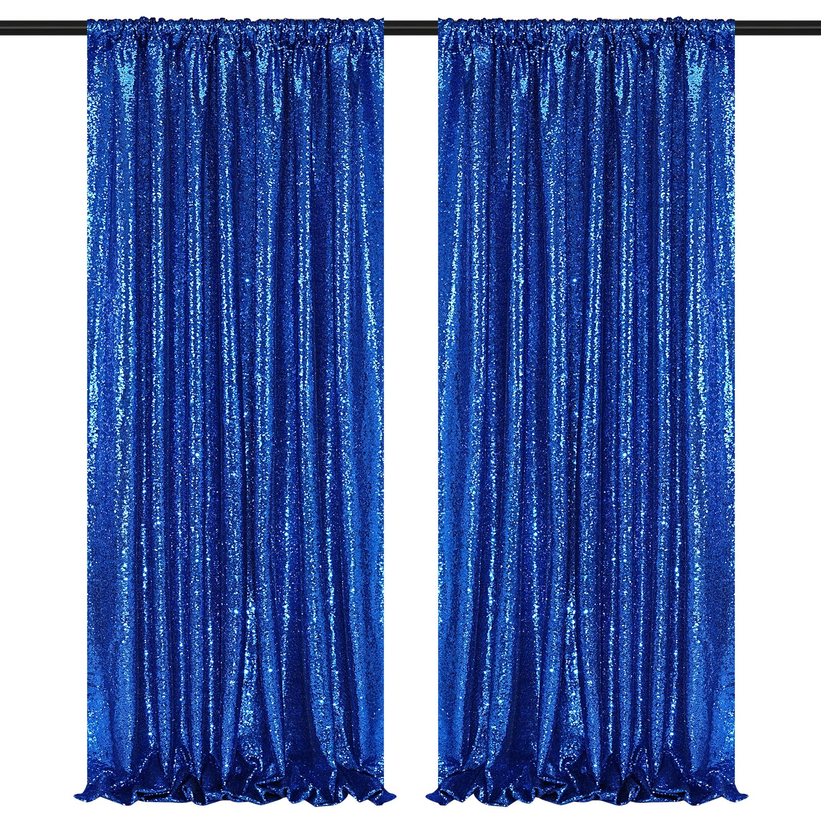 2 Pieces Gold Sequin Backdrop Curtain Panels Stage 2FTx8FT Party Wedding Background Drapes — view 10