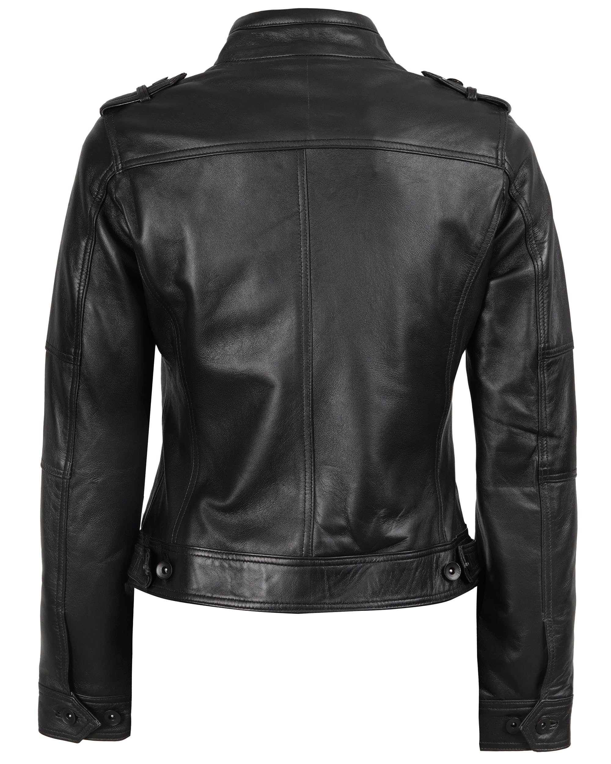 fjackets Women’s Real Lambskin Leather Blazer – Classic 2 Button Notched Lapel Workwear Leather Jacket Women
