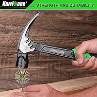 Vista 4 de HURRICANE Martillo de garra de 20 onzas con soporte magnético para clavos, martillo de garra recta con mango absorbente de golpes, martillo forjado