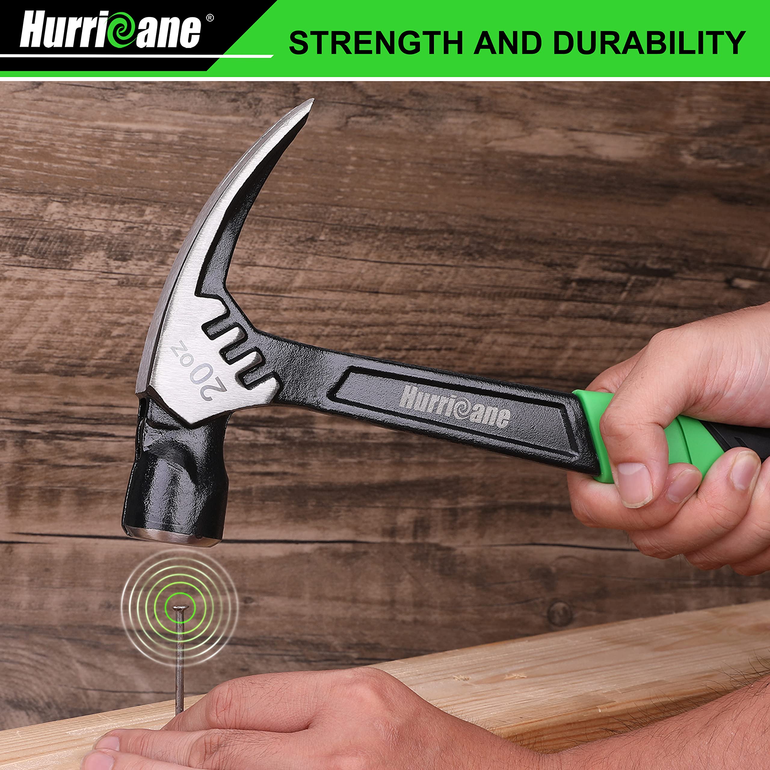20 Oz. Magnetic Nail Holder, Rip Claw Hammer W. Fiberglass Handle