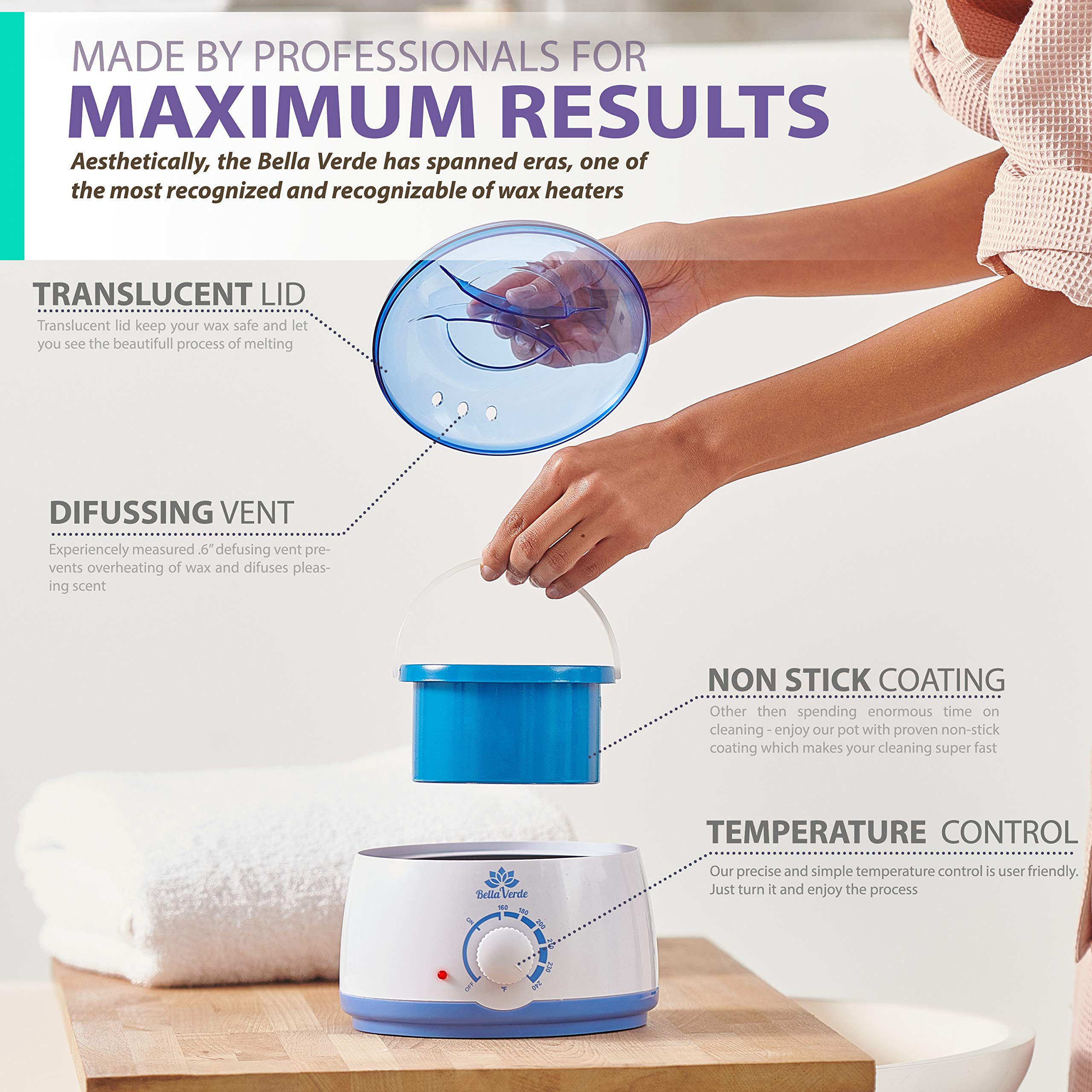 Bella Verde Waxing Kit Home Wax Kit for Women and Men Wax Warmer