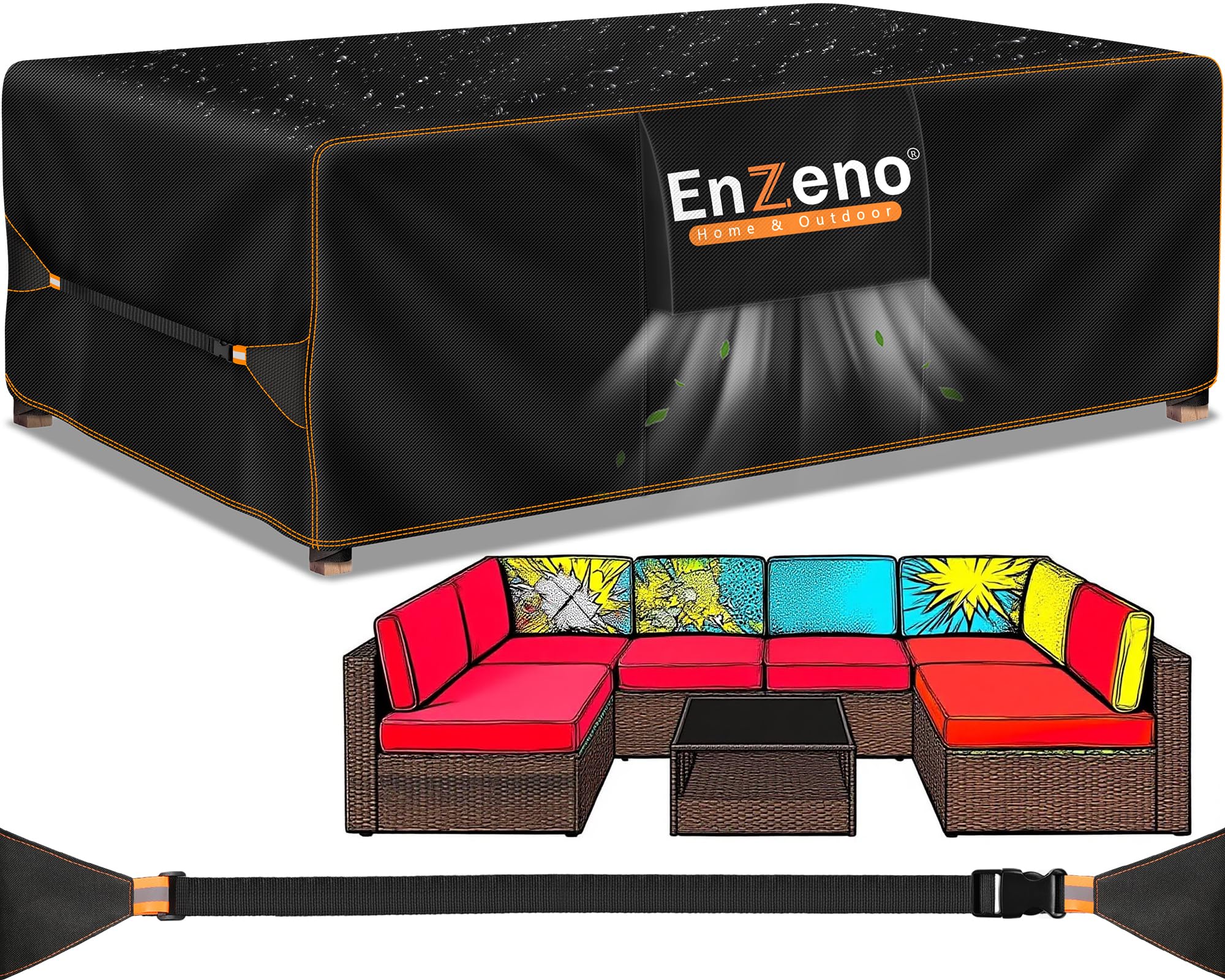 Outdoor Garden Furniture Covers Waterproof with Air Vent,280X220X90cm