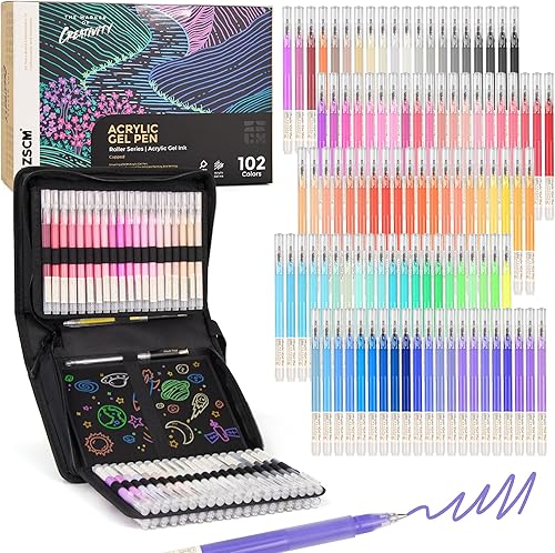 Miniatura 9 de Bolígrafos de gel acrílico 3D de 24 colores y cuaderno de bocetos de papel negro para dibujo, bolígrafo de tinta acrílica de punta fina de 0.04 in,