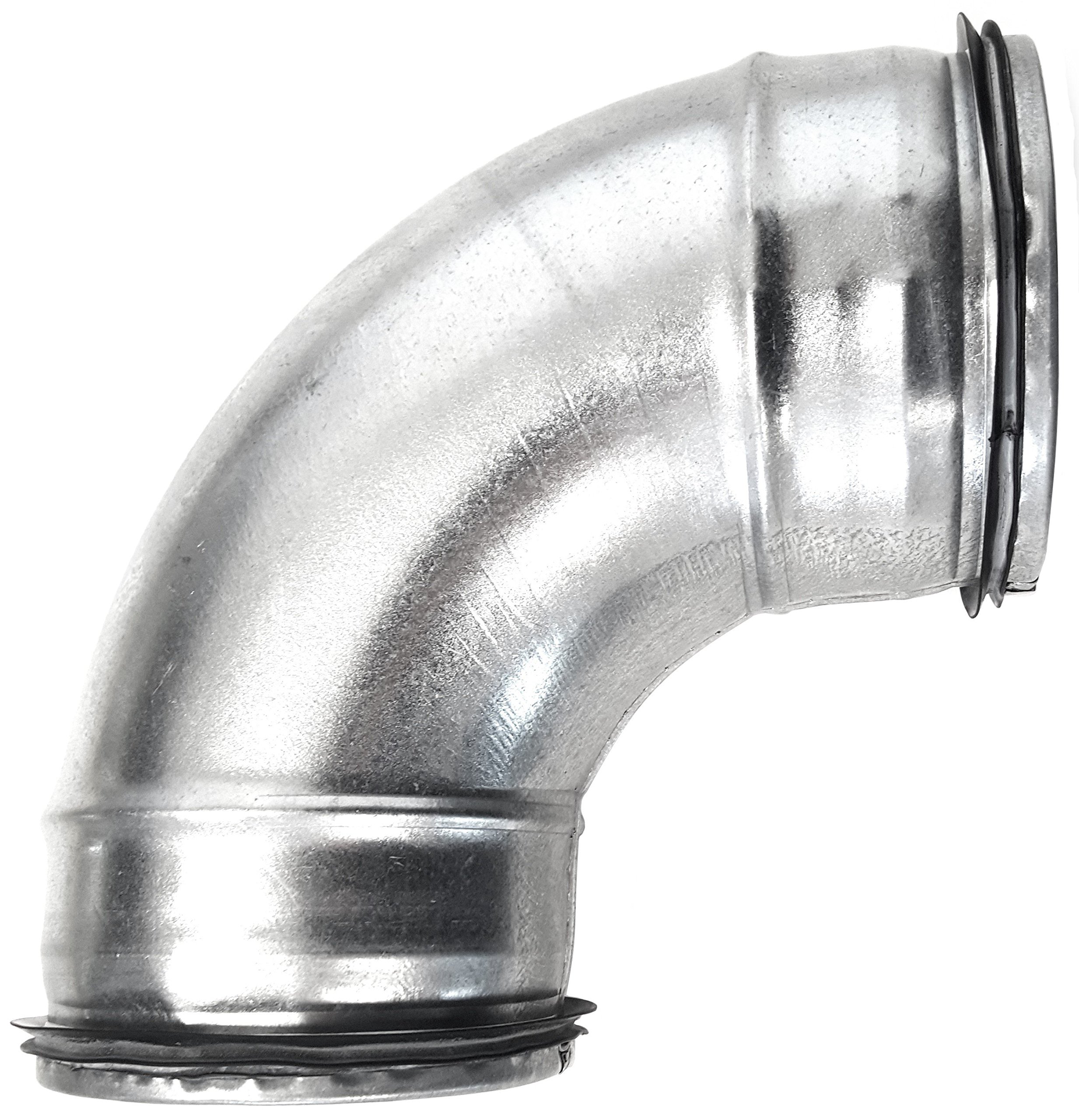 Raccord coudé en acier galvanisé pressé pour tube spiralé agrafé DN 80 100 125 140 150 160 180 200 avec joint 45 °/90 °, argent