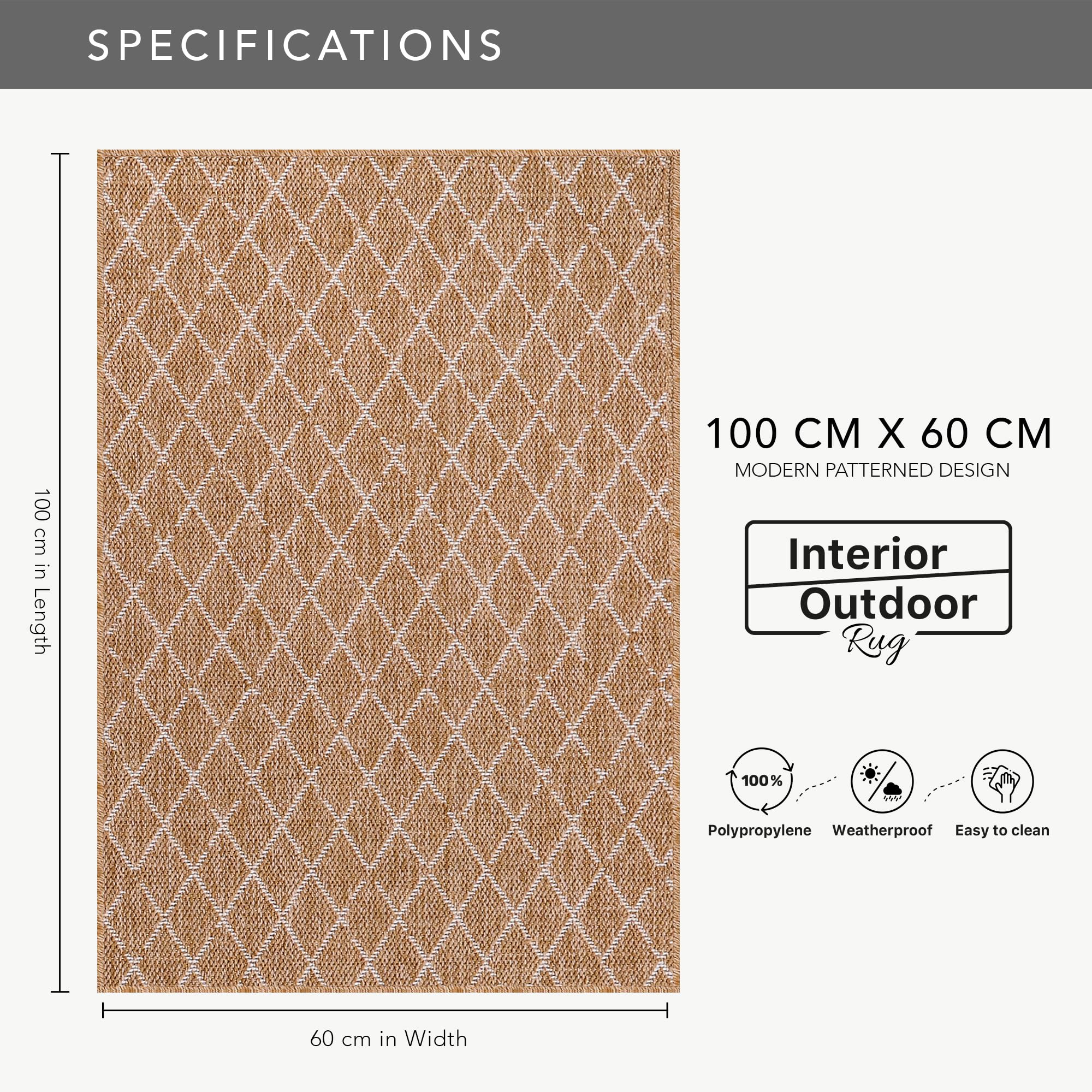 NETLINE HOME Rugs Living Room, Non slip, Washable Area Rug, Beige Rug - Image 2