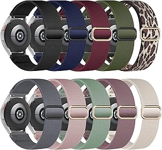 10 Pack Compatible with Samsung Watch 5 Bands/Galaxy Watch 6 Bands 40mm 44mm/Galaxy Watch 4 Bands/Galaxy Watch Active 2 Bands 44mm 40mm/Active 40mm/Watch 5 Pro 45mm/Galaxy Watch 3 41mm/Gear S2, 20mm Stretchy Braided Sport Elastic Nylon Bands for Women Men