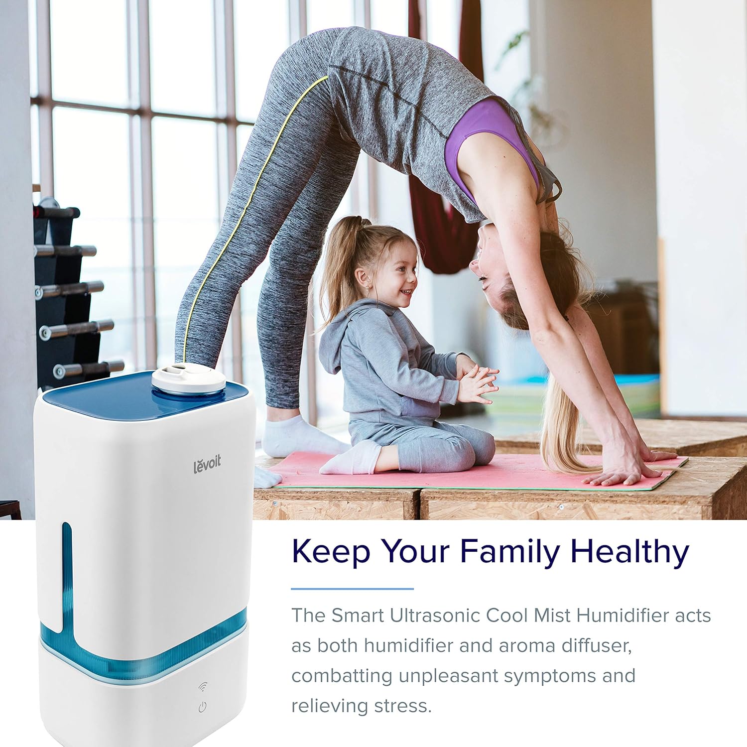 LEVOIT Humidifiers for Bedroom, Smart Wi-Fi Cool Mist Essential Oils Diffuser in one, 4L Ultrasonic Air Vaporizer for plants, baby, Quiet for home large room, nursery, 40 Hours, Classic 200S, Blue : Everything Else