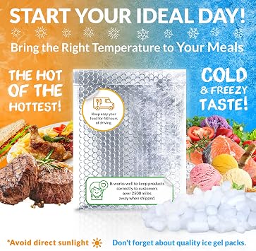 ABC PACK & SUPPLY Thermal Bubble Mailer, 6 x 6 Inch Metallic Foil Insulated Envelopes, 10 Pack Self Seal Waterproof Shipping Mailers for Cold Shipping Food, Cosmetics & Perishables