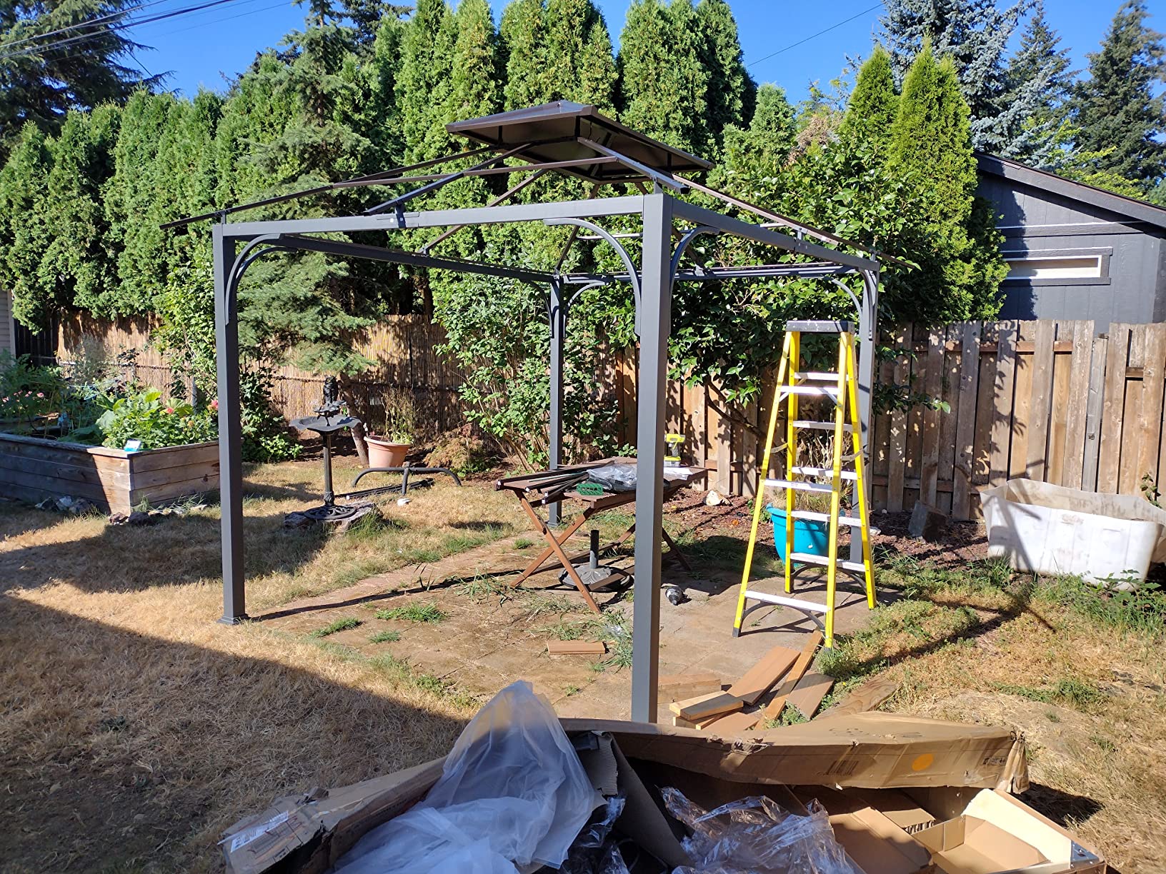 108/mo Finance Sunjoy Richard 11 ft. x 13 ft. Outdoor Patio Black Steel Frame Hardtop Gazebo