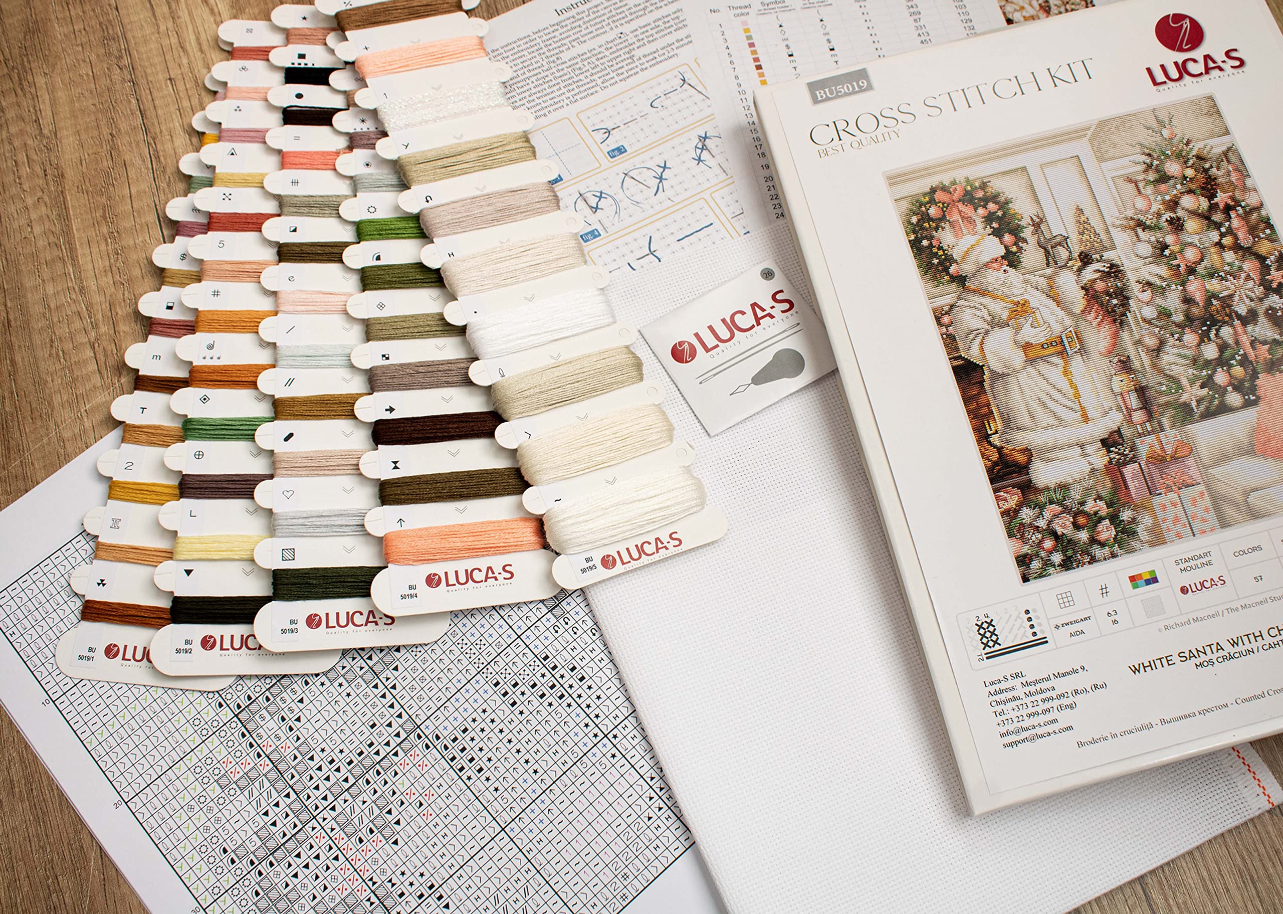 LUCAS Kit De Broderie Au Point De Croix Multicolore 43 X 32 Cm