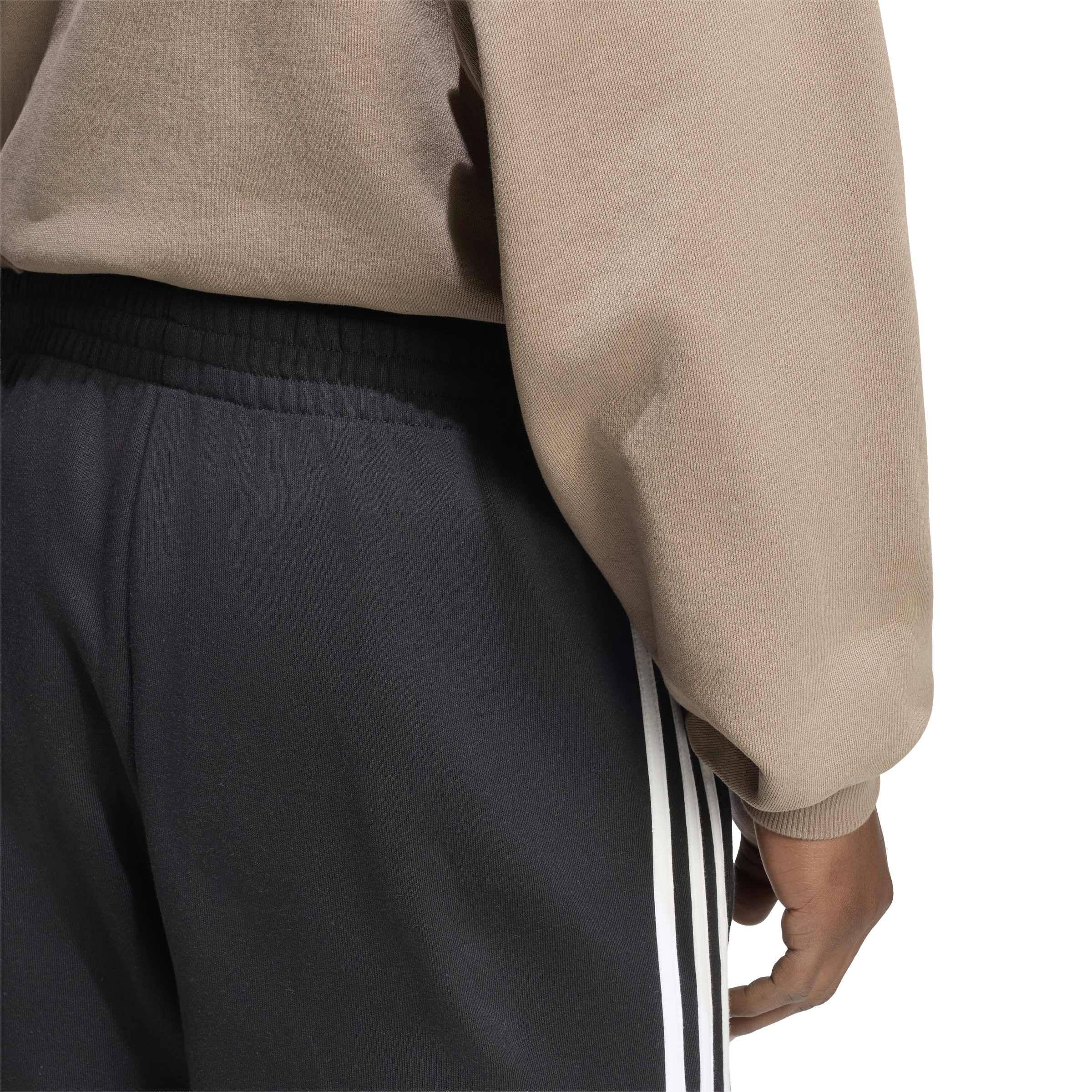 adidas Hombre Essentials 3-Stripes French Terry Tapered Cuffed Pants, Black/White, 3XL