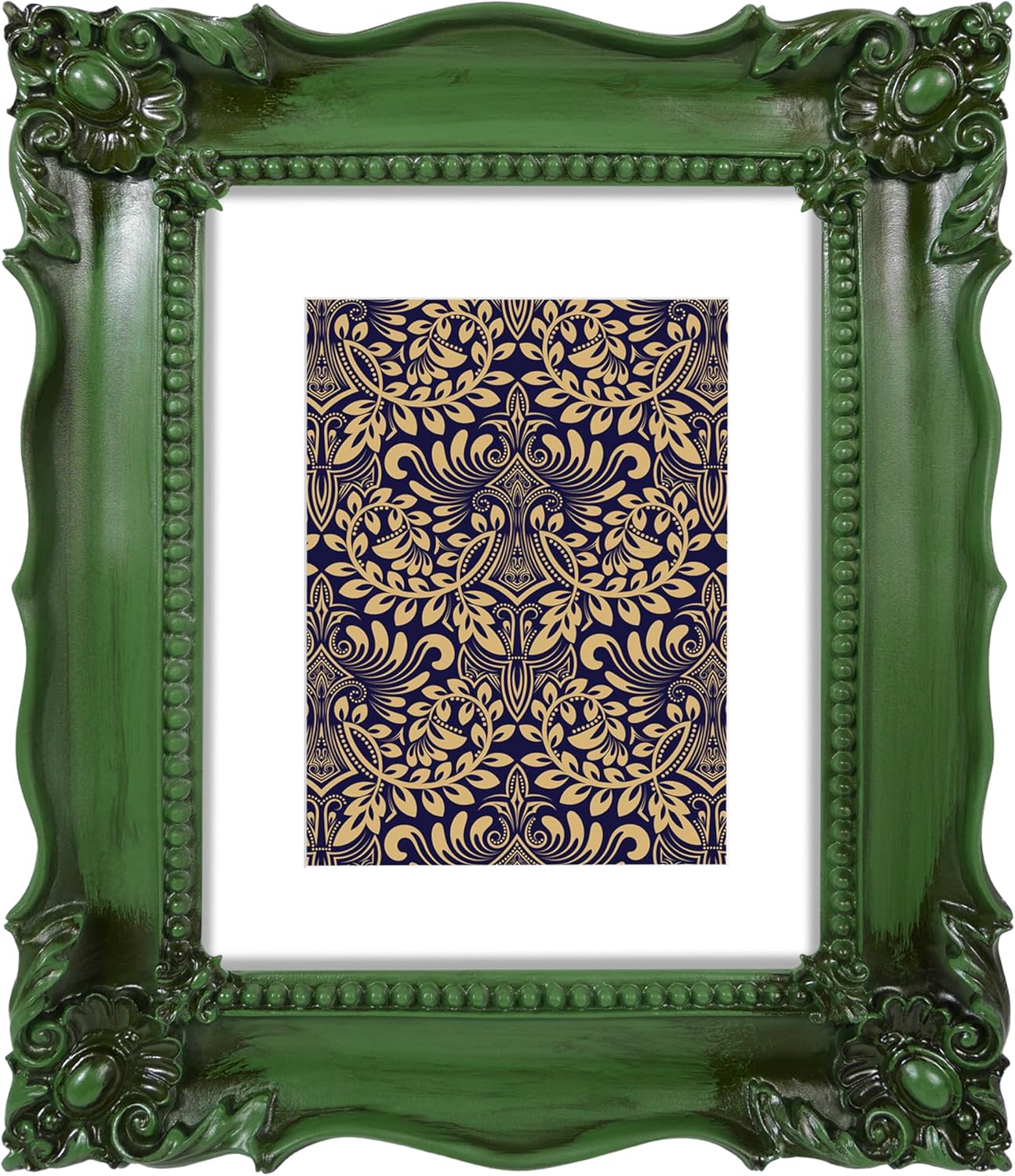 SIMON'S SHOP 8x10 Picture Frame with Mat for 5x7 Photo, Vintage Picture Frames Display Vertically or Horizontally, Rustic Green Wall and Tabletop Photo Frame