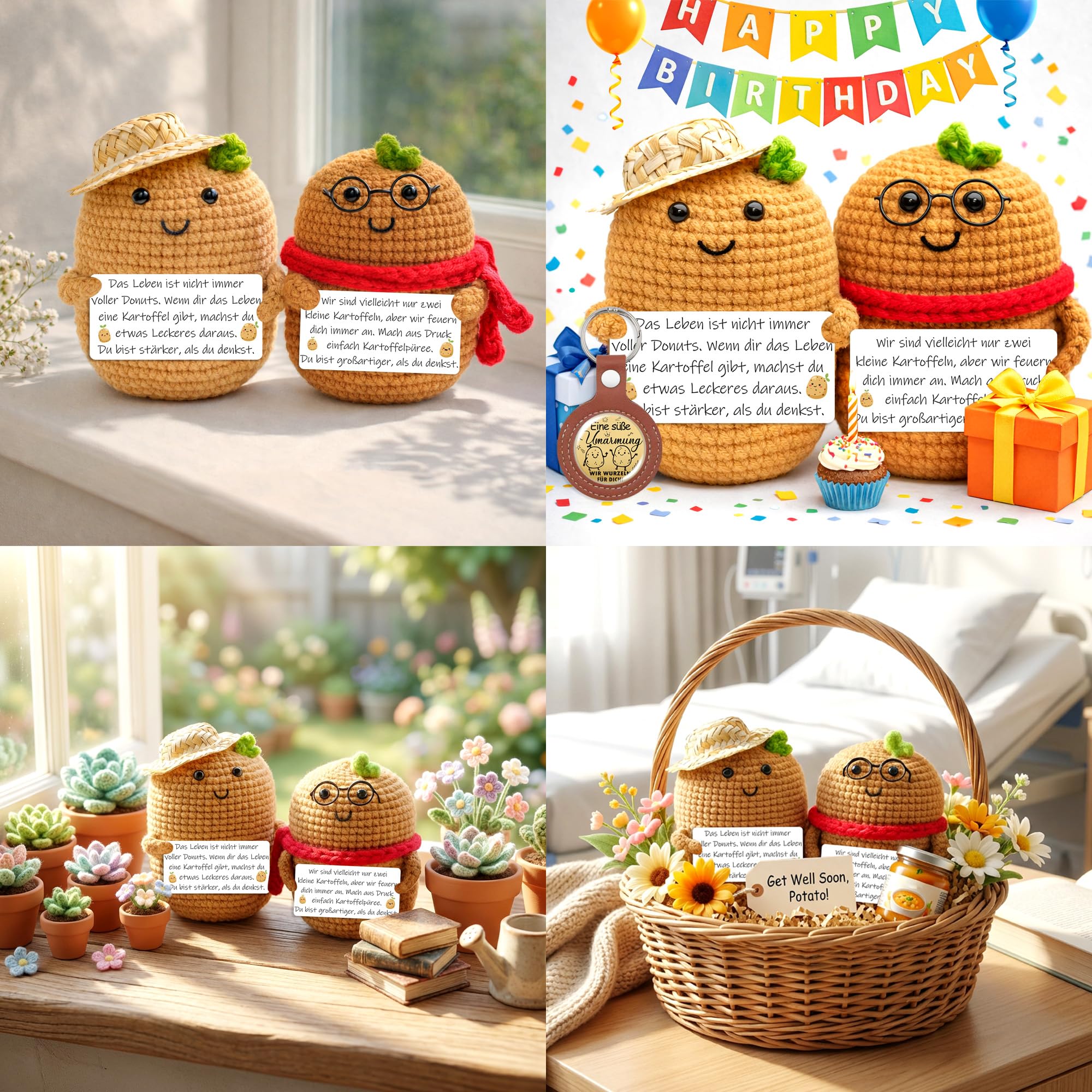 Pack of 2 Pocket Hug Positive Potatoes, Funny Knitting Wool Potatoes with Small Hug, Lucky Charm - Image 3
