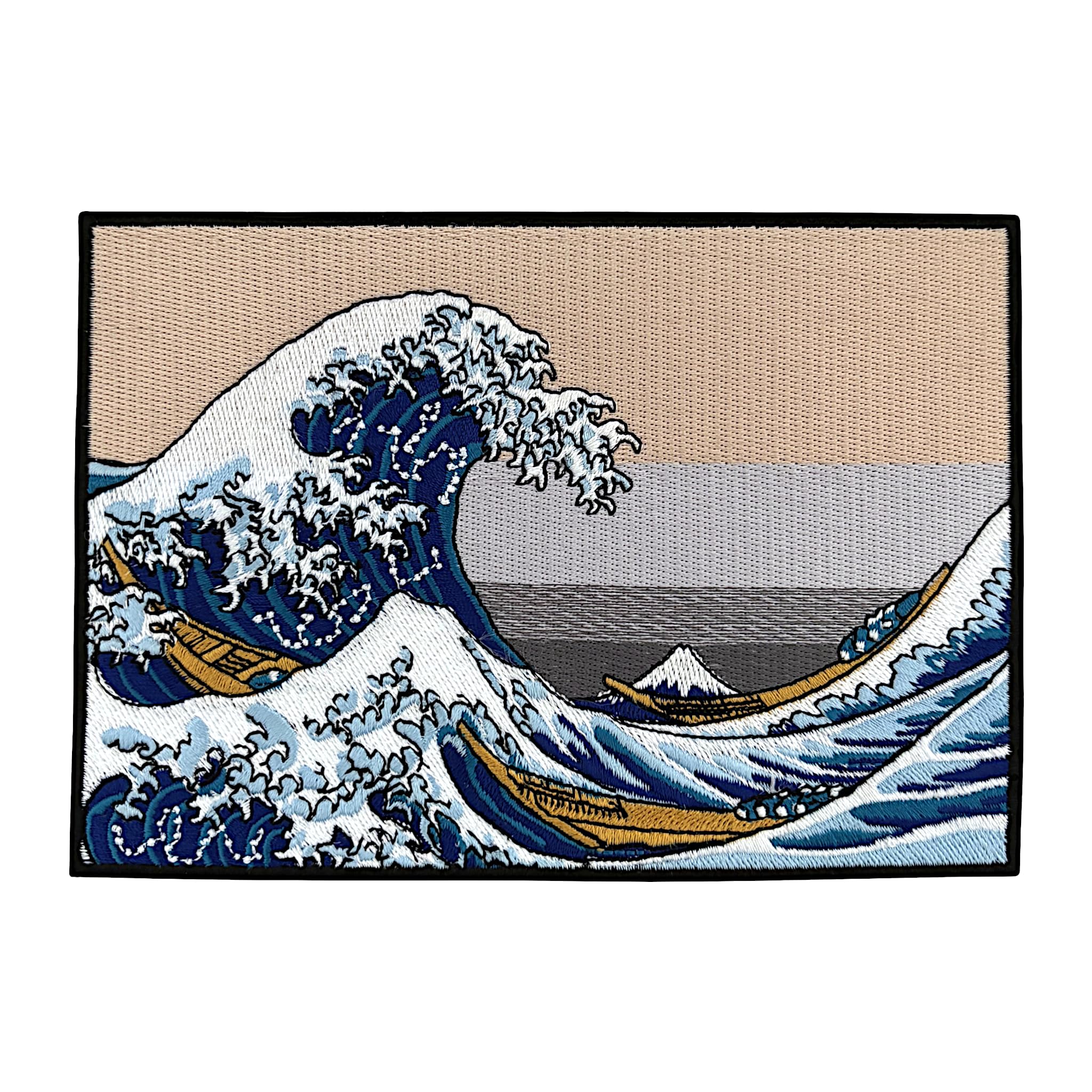 Urbanski Patch The Great Wave Off Kanagawa Embroidered Iron-On Patch 11 x 15,8 cm | Sew or Iron On Applique Badge