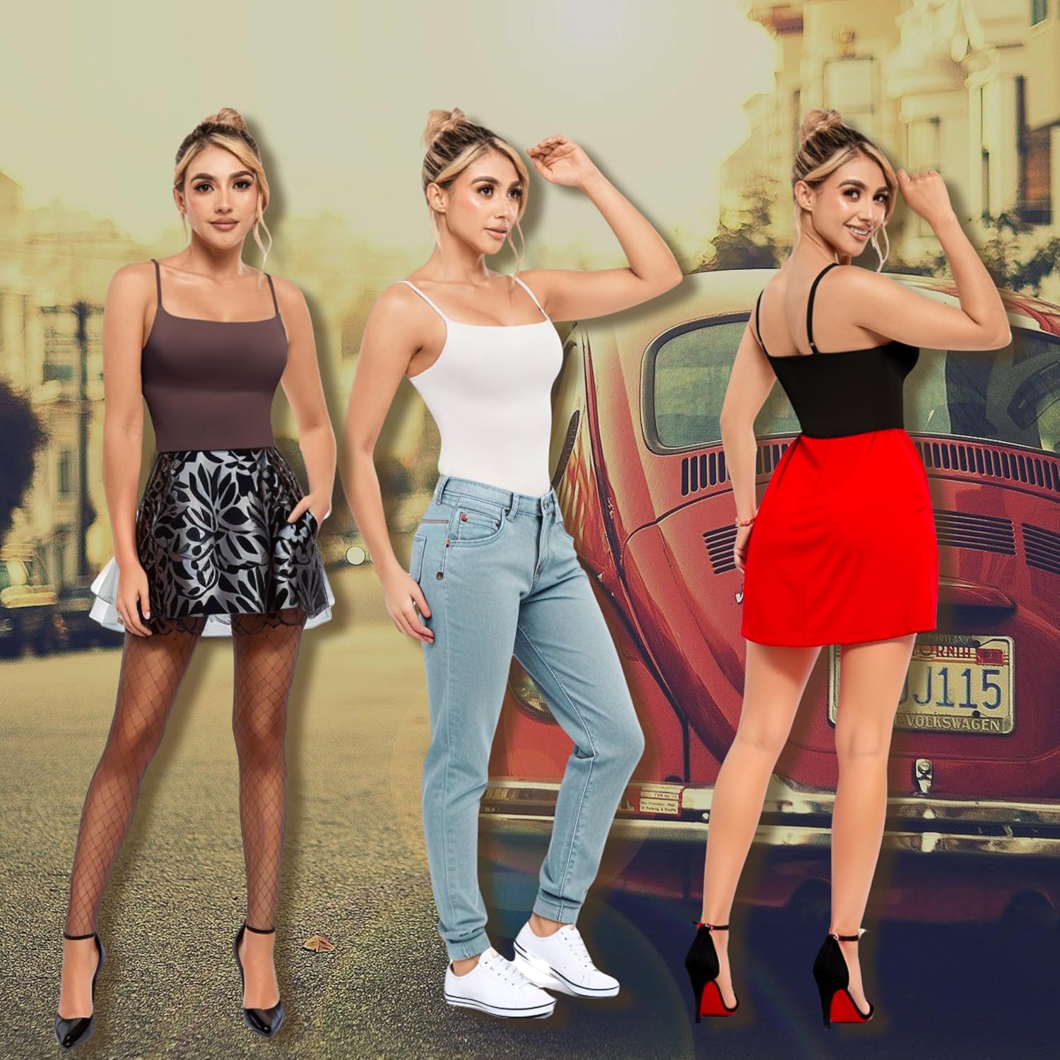 Ladyslim Women's Colombian Cami Thong Bodysuit Double Lined Square Neck BodySuit Adjustable Spaghetti Strap Tank Tops - Image 5