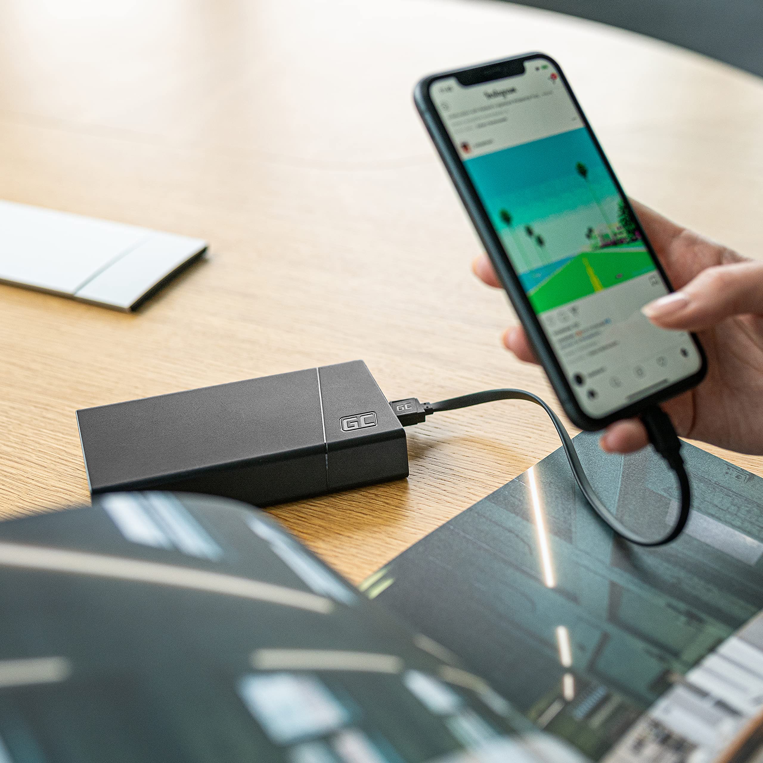 Green Cell Power Bank GC PowerPlay20 20000mAh | 4-Porte Batteria Esterna con 2x USB-C 18W Power Delivery e 2x USB Quick Charge 3.0 Powerbank per iPhone, iPad, Samsung, Switch, Smartphone, Tablet ecc.