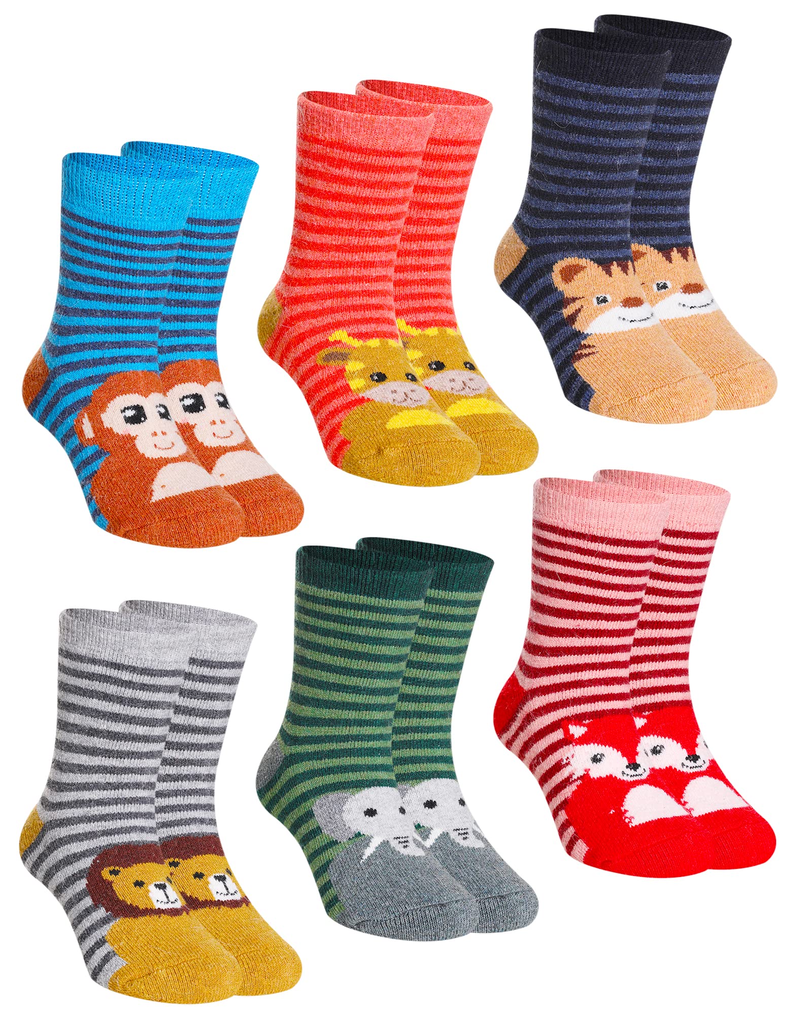 DoSmart Children's Winter Warm Wool Solid Color Socks Kids Boy Girls Hiking Thermal Boot Crew Socks 6 Pairs