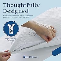 Vista 3 de FeelAtHome Funda de almohada de enfriamiento impermeable de 65 % poliéster y 35 % rayón derivado de bambú, 20 x 54 pulgadas (almohada corporal), muy