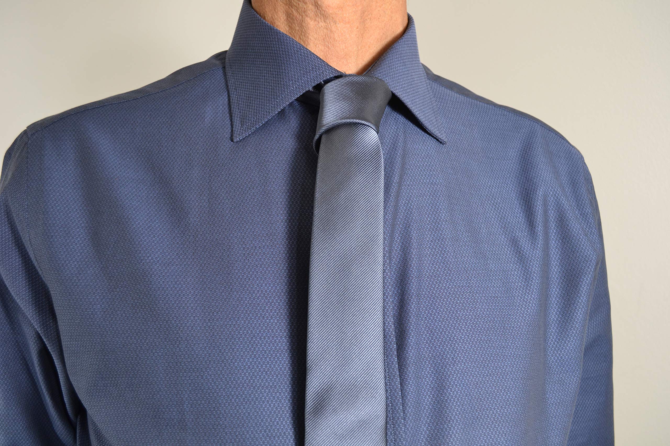 Joyful J24 Camicia Uomo 100% Cotone Regular Fit Dobby Blu Manica Lunga