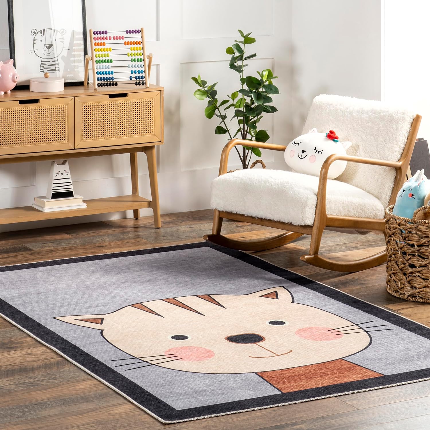 nuLOOM 4' x 6' Machine Washable Stain-Resistant Area Rug Low Profile for Living Room, Bedroom, and Dining Room, Chalea Town Blue
