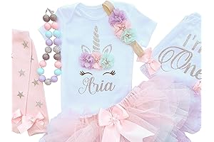 Silver Unicorn Personalized Birthday Outfit for 1-Year-Old Girl