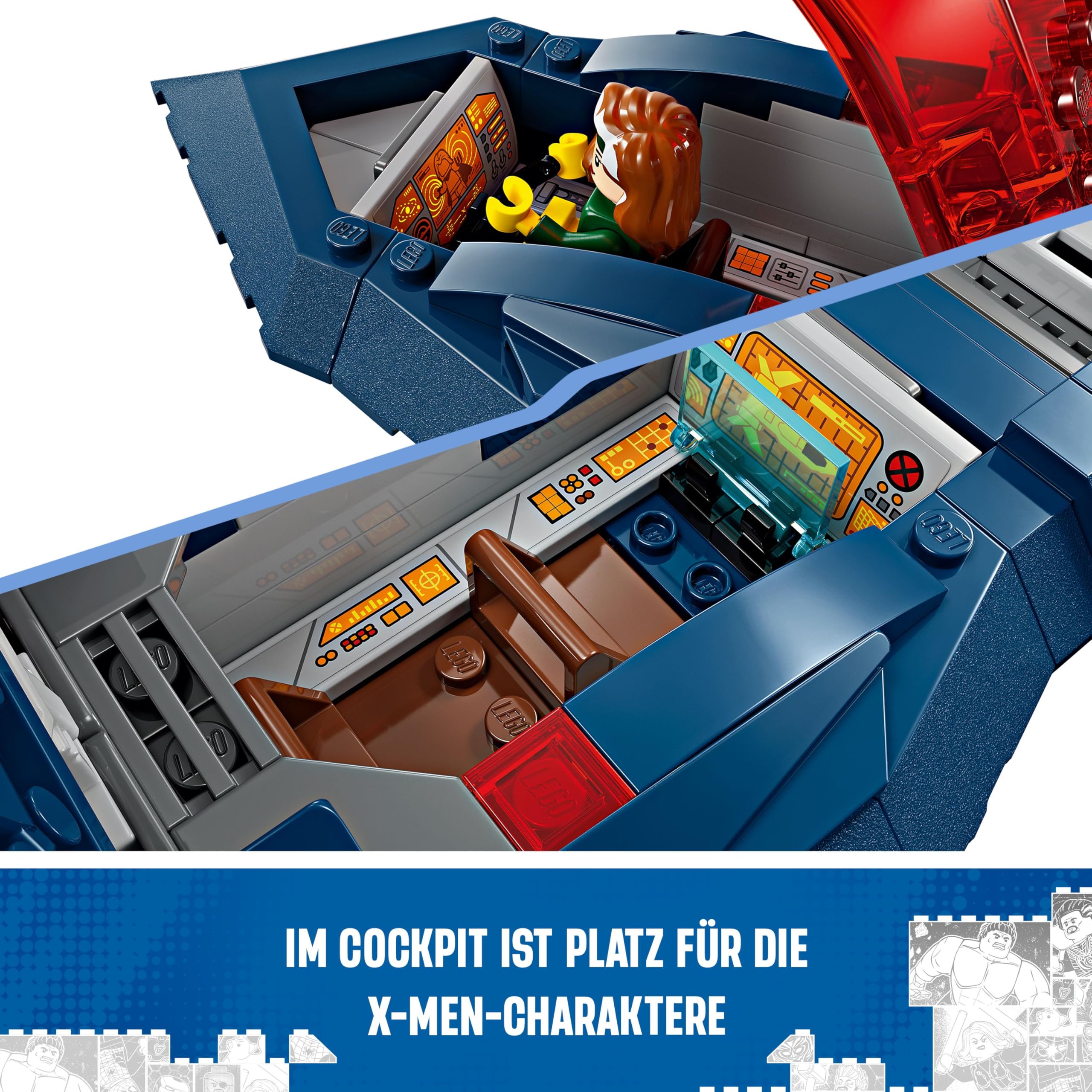 LEGO | Marvel X-Jet der X-Men - Modell Flugzeug zum Bauen mit Figuren inkl. Wolverine und Rogue -Kreatives Superhelden Spielzeug für Kinder - Geschenk für Jungs und Mädchen ab 8 Jahren - 76281