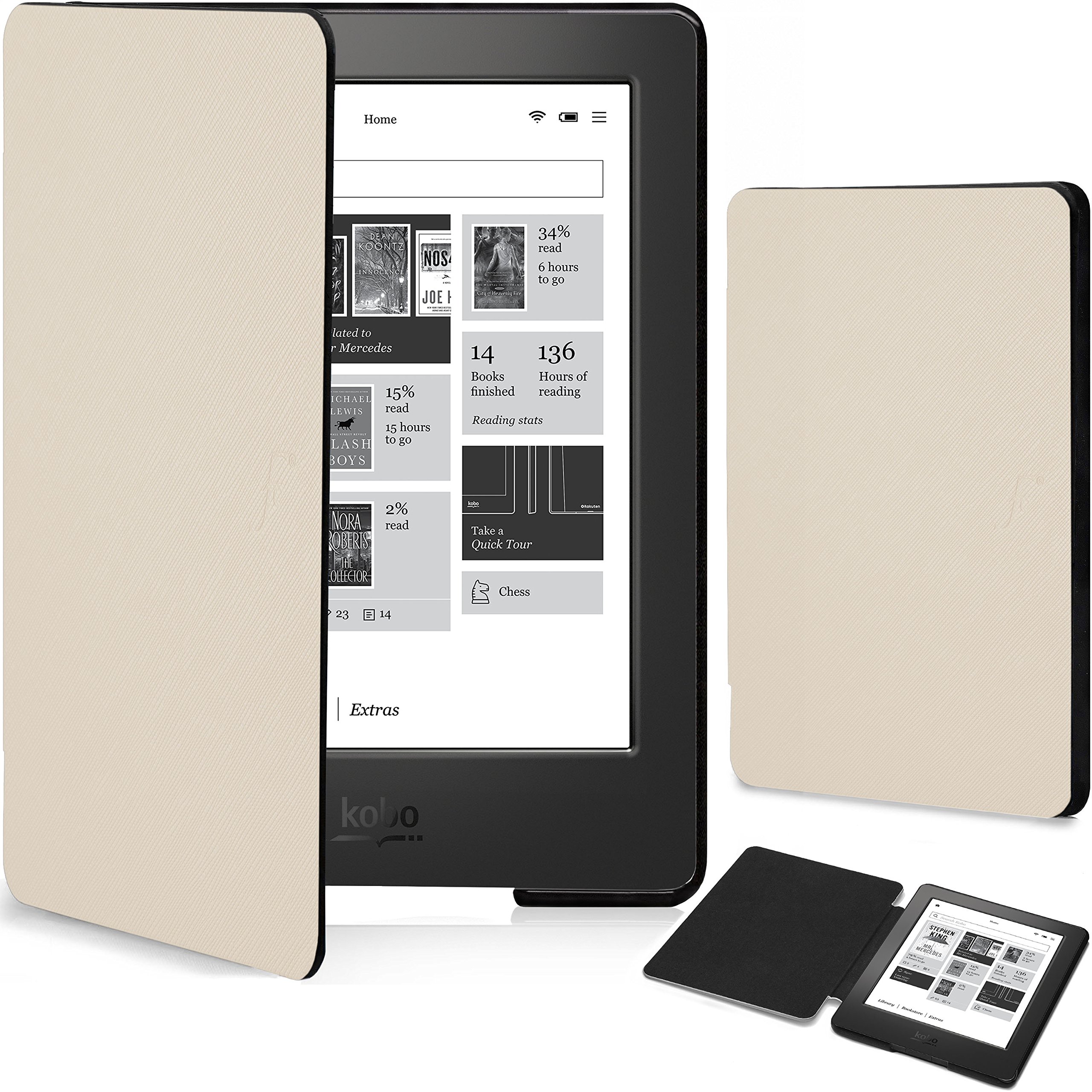 Forefront Cases Funda para Kobo Aura Edition 2 (Modelo: N236, 2016) - Delgado, Ligera y Protectora Funda para Kobo Aura Edition 2 (6") - Smart Auto Sueño Estela Función (Carcasa) - Púrpura — view 19