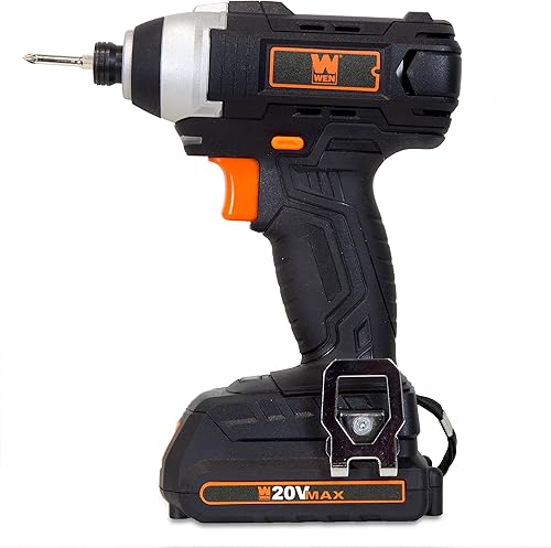 wen 4913520V max iones de litio Taladro 14" Impact Driver WBatería, bits, Cargador y bolsa de transporte