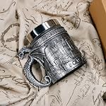 alikiki Medieval Castle Dragon Coffee Mug - 21oz D&D Dragon Game Mug of Thrones Merchandise Stainless Beer Mugs Gifts for Men Dragons Themed Party Decoration